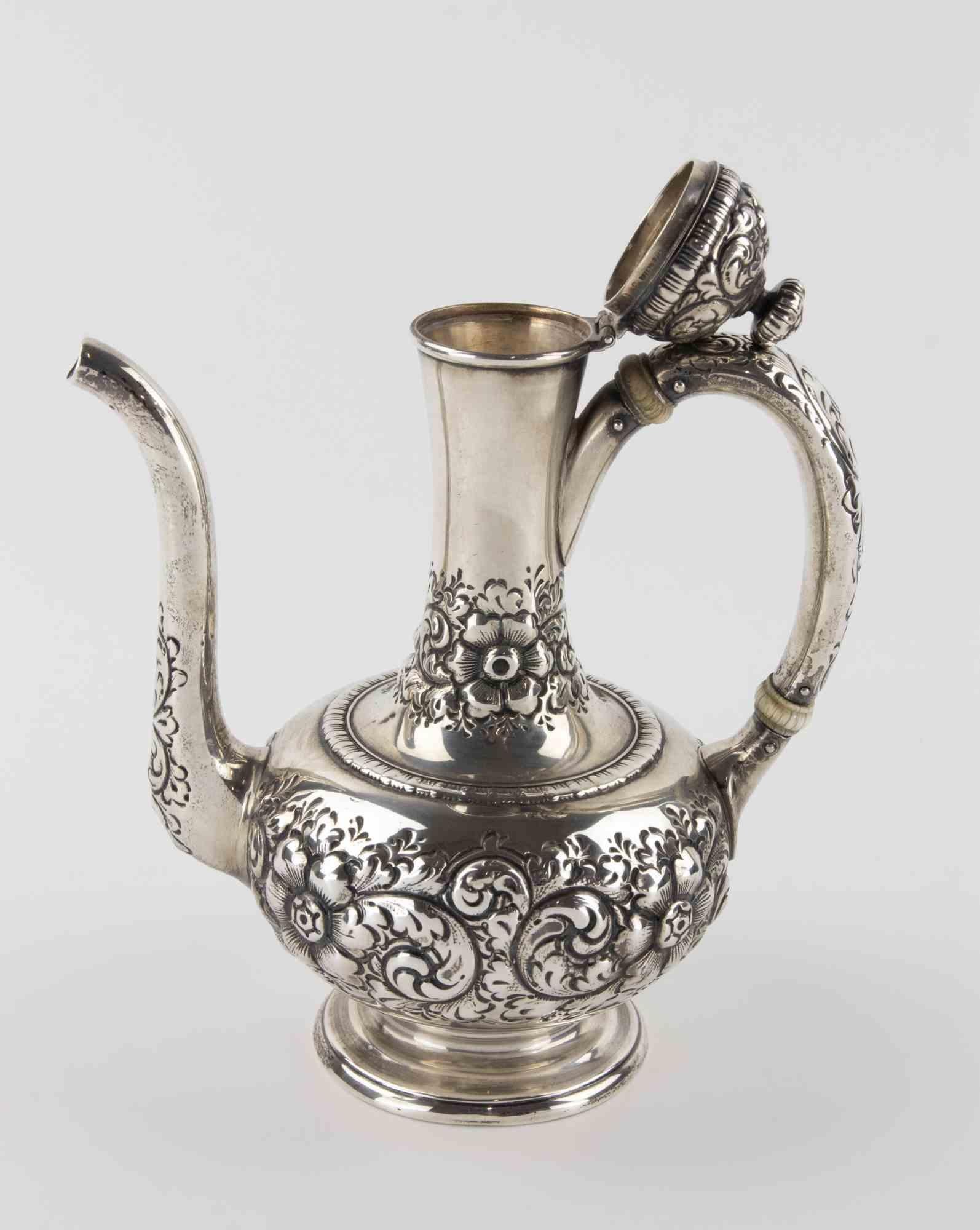 Ancient Sterling Silver Coffee and Tea Set, Italy, 19th Century For Sale 2