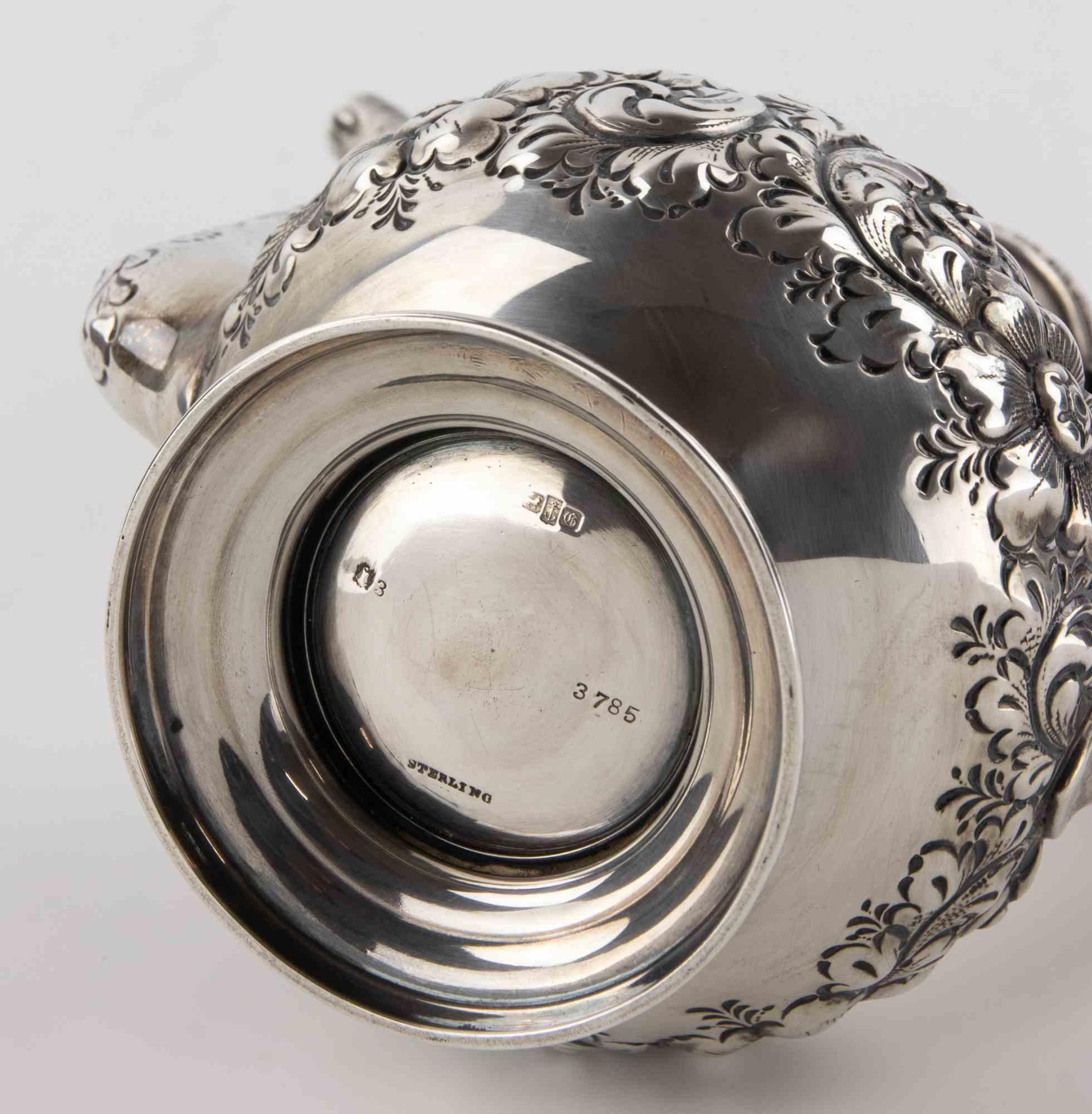 Ancient Sterling Silver Coffee and Tea Set, Italy, 19th Century For Sale 4