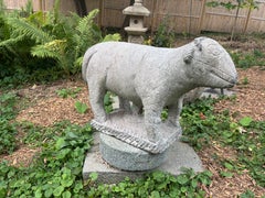 Ancient Stone Ram Sculpture For A Special Garden Song Dynasty, Gray Limestone