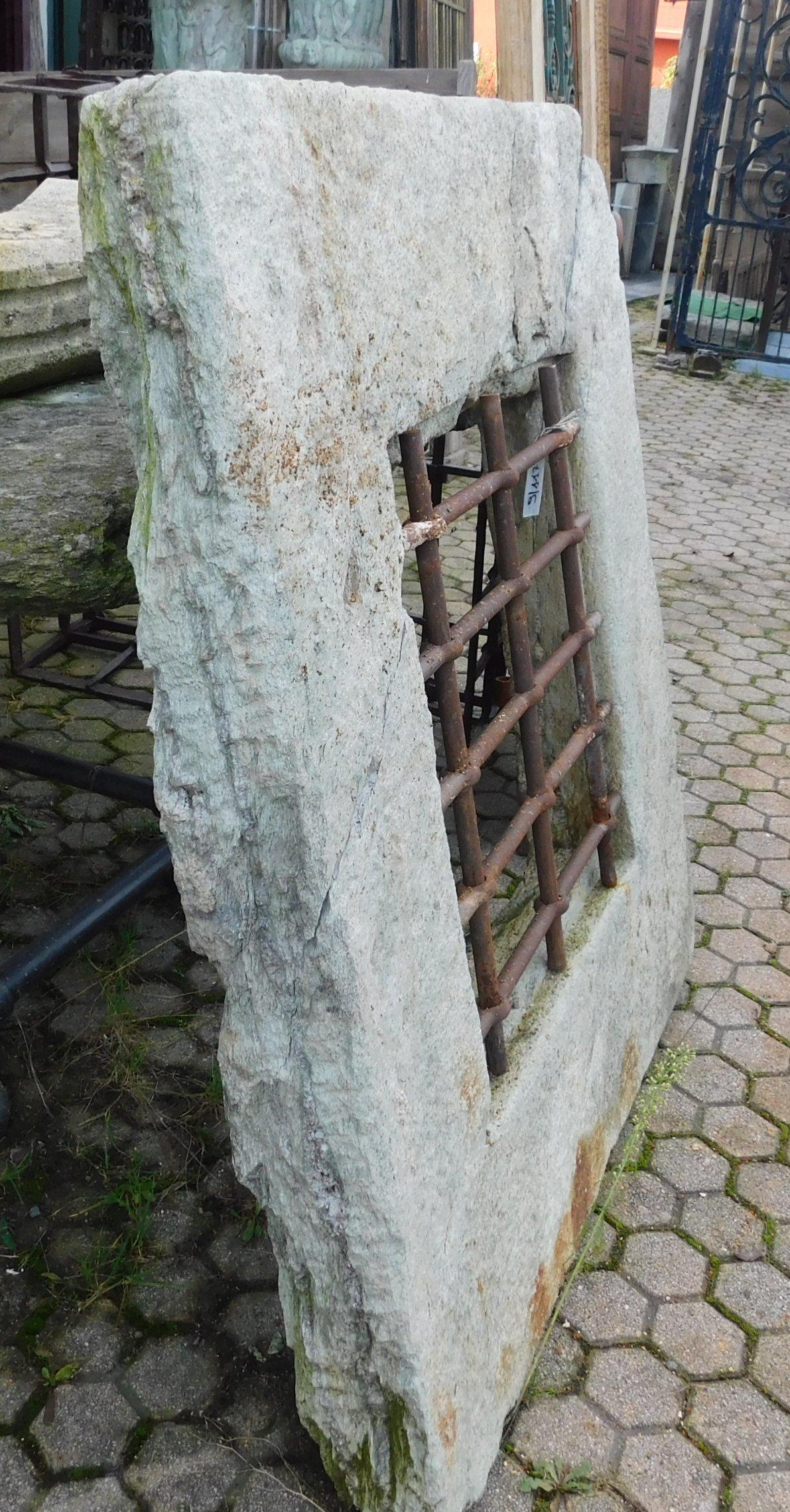 Ancient Stone Window with Iron Grate, Late 18th Century Italy 3