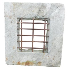 Ancient Stone Window with Iron Grate, Late 18th Century Italy