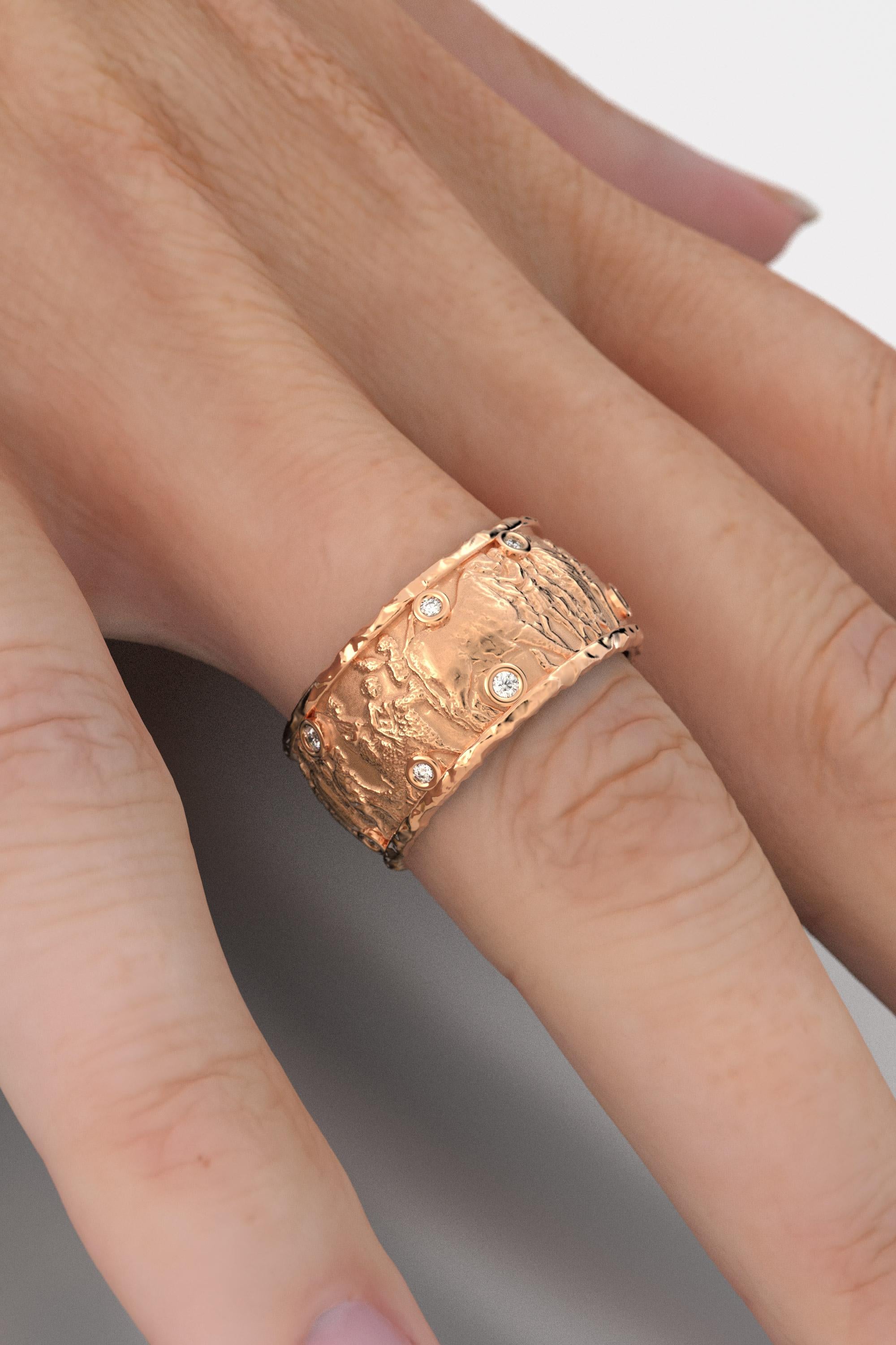 En venta: Anillo de Oro de 14k Estilo Antiguo con Diamantes Naturales, Gran Anillo de Oro Hecho en Italia  10