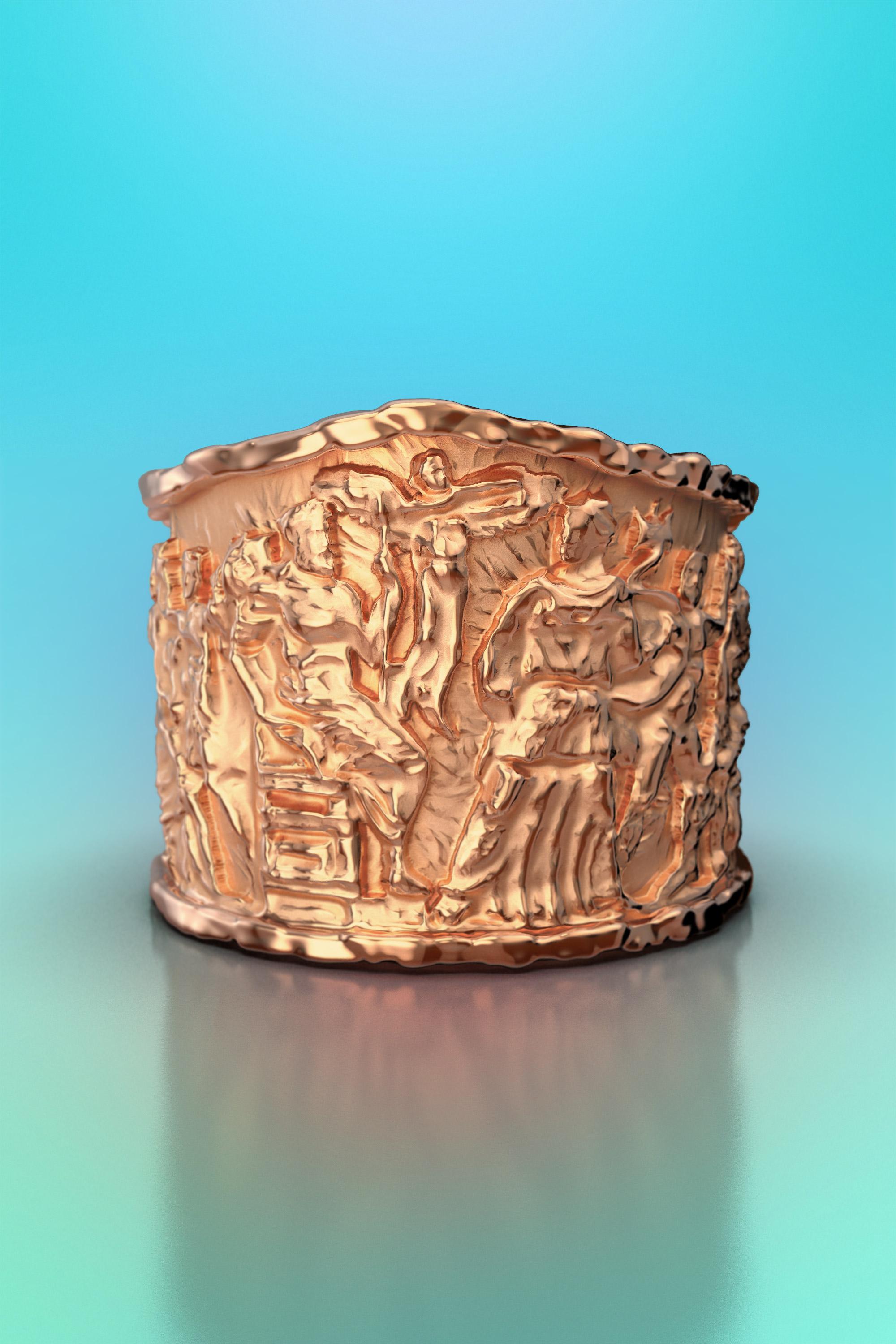 En vente :  Bague en or massif de style ancien, frontons de la bague Parthenon, bague en or 14 carats 3