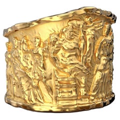 Ancient Style Solid Gold Ring, Pediments of the Parthenon Ring, 14K Gold Ring