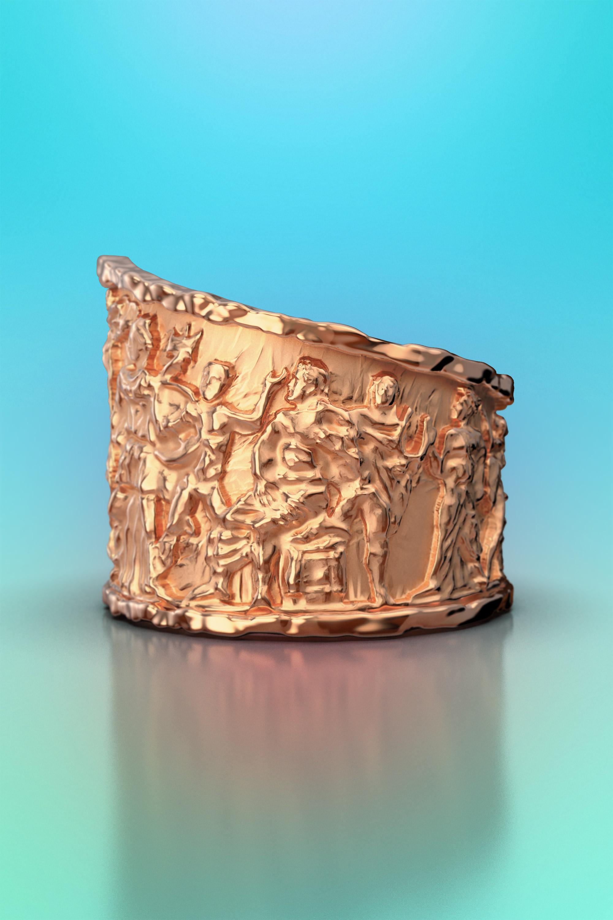 En vente :  Bague de style ancien en or massif 18 carats, frontons de la bague Parthenon 5
