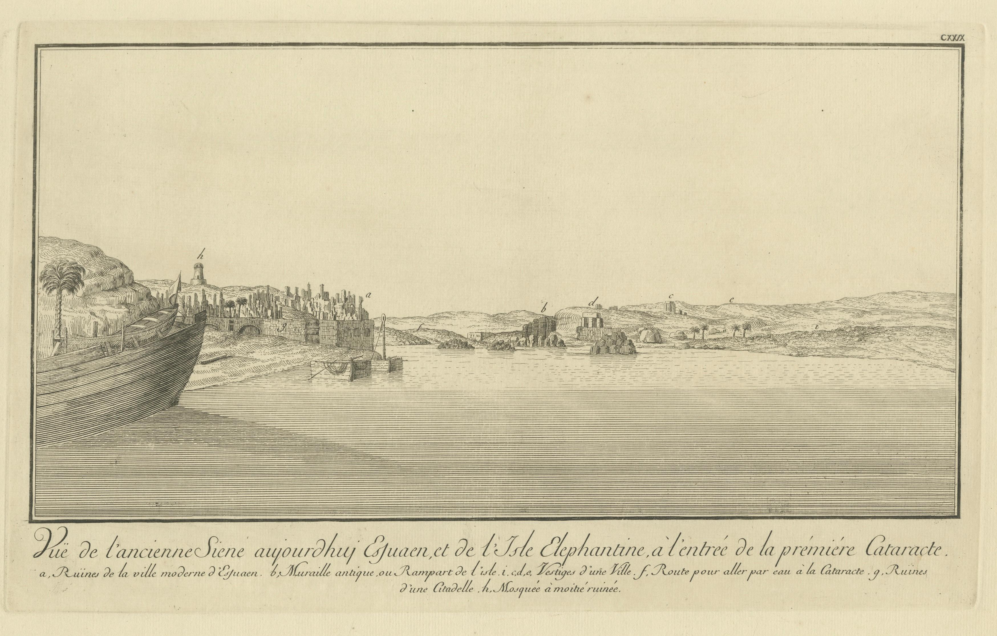 Ancient Syene (Aswan) and Elephantine Island – Egypt Engraving, c.1755