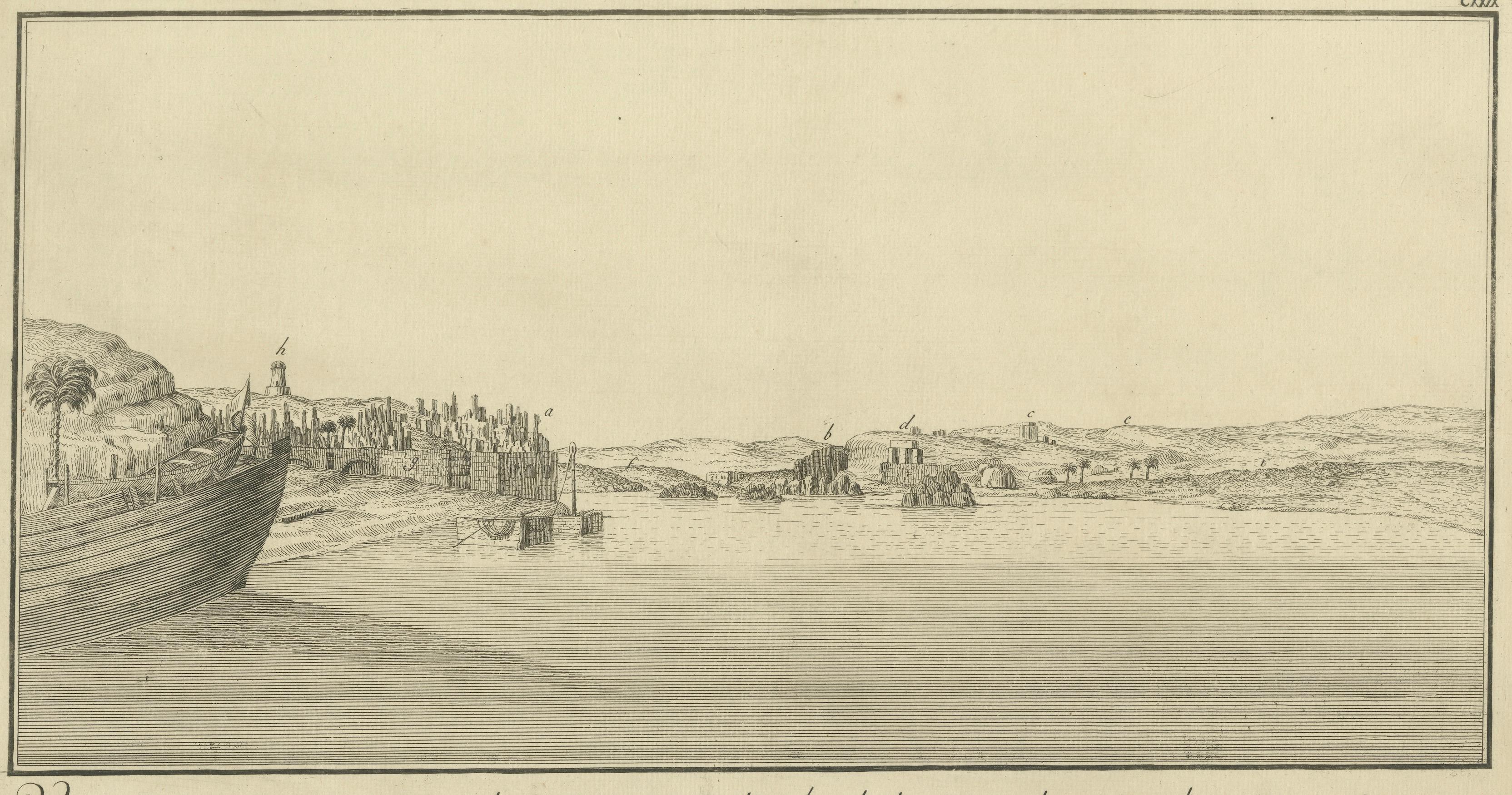 Ancient Syene (Aswan) and Elephantine Island – Egypt Engraving, c.1755