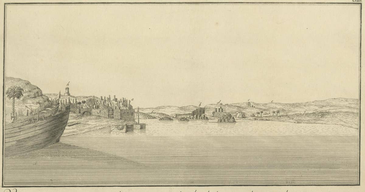 Ancient Syene (Aswan) and Elephantine Island – Egypt Engraving, c.1755