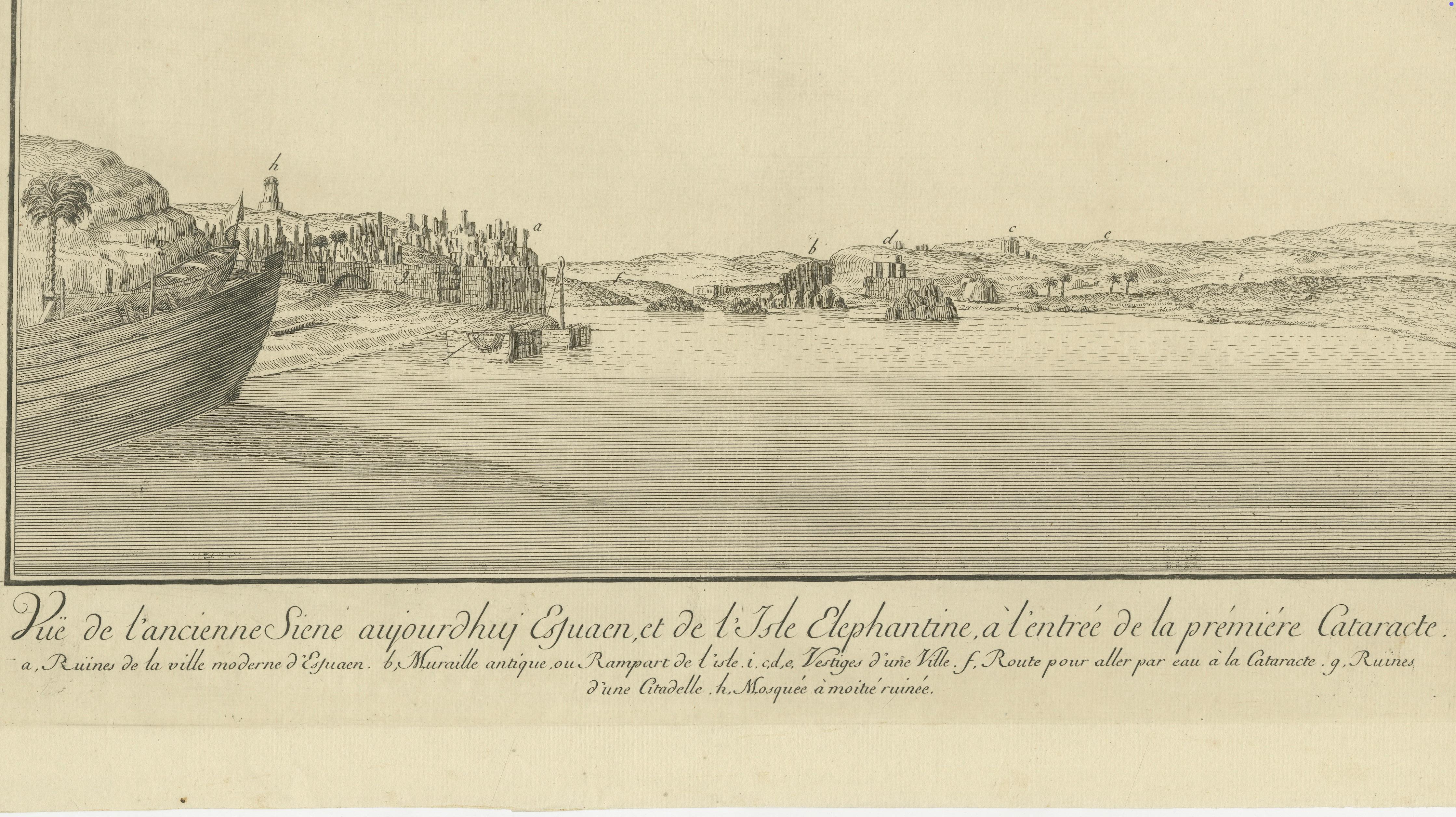 Ancient Syene (Aswan) and Elephantine Island – Egypt Engraving, c.1755
