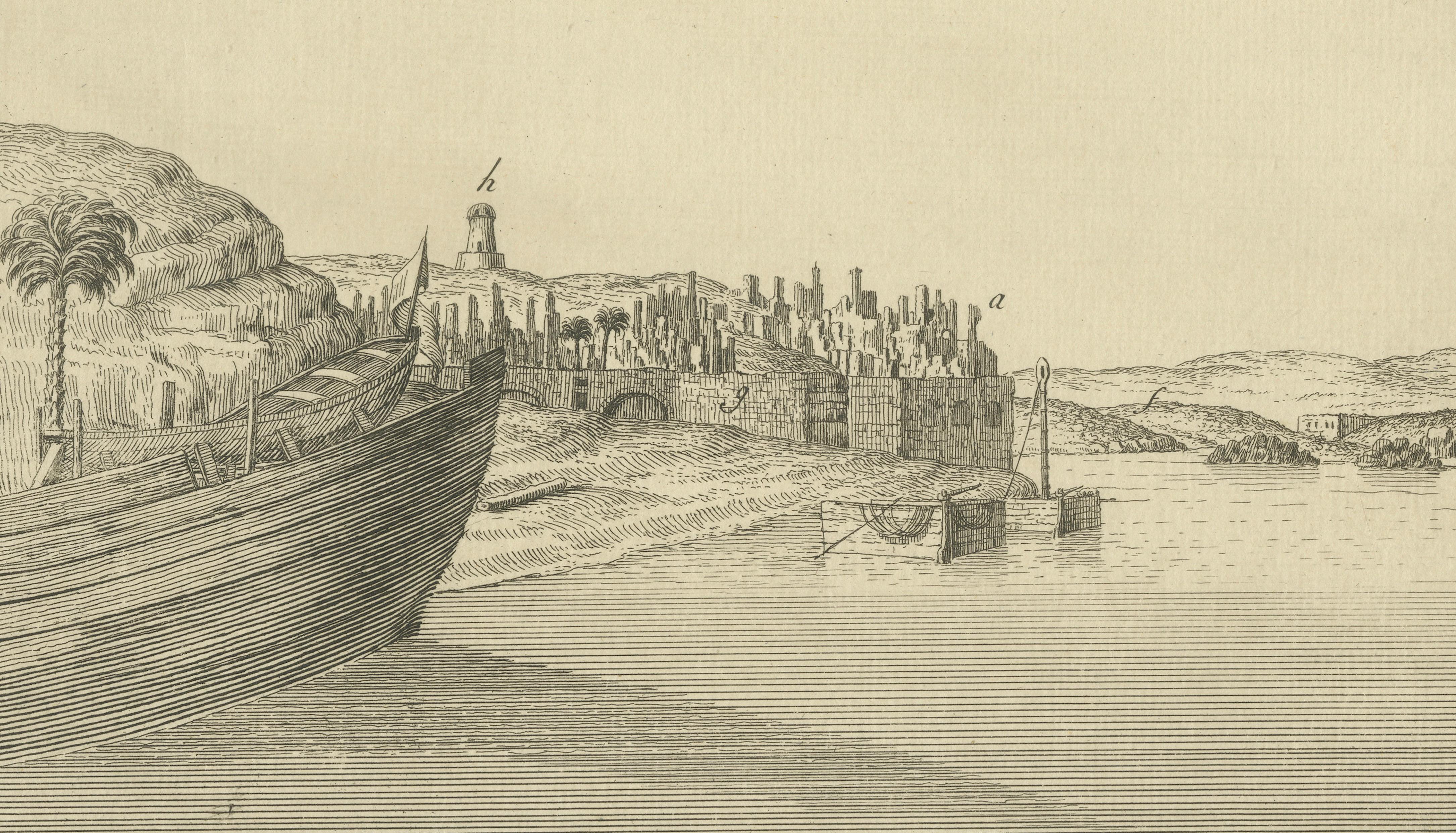 Ancient Syene (Aswan) and Elephantine Island – Egypt Engraving, c.1755
