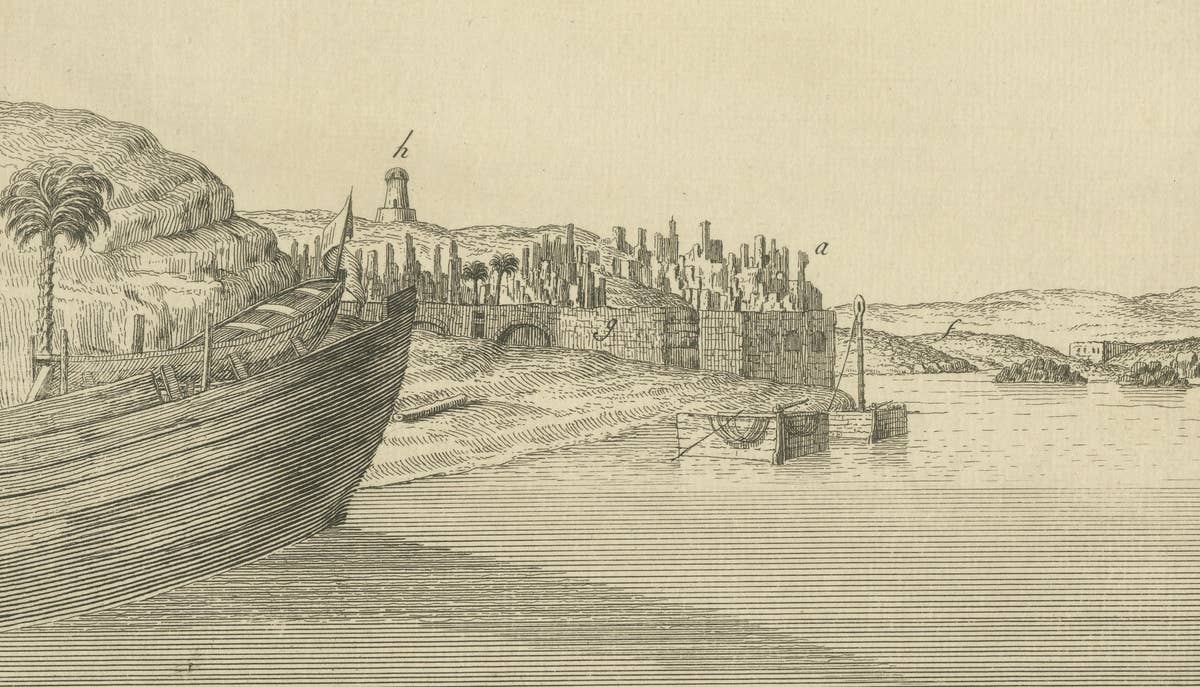 Ancient Syene (Aswan) and Elephantine Island – Egypt Engraving, c.1755