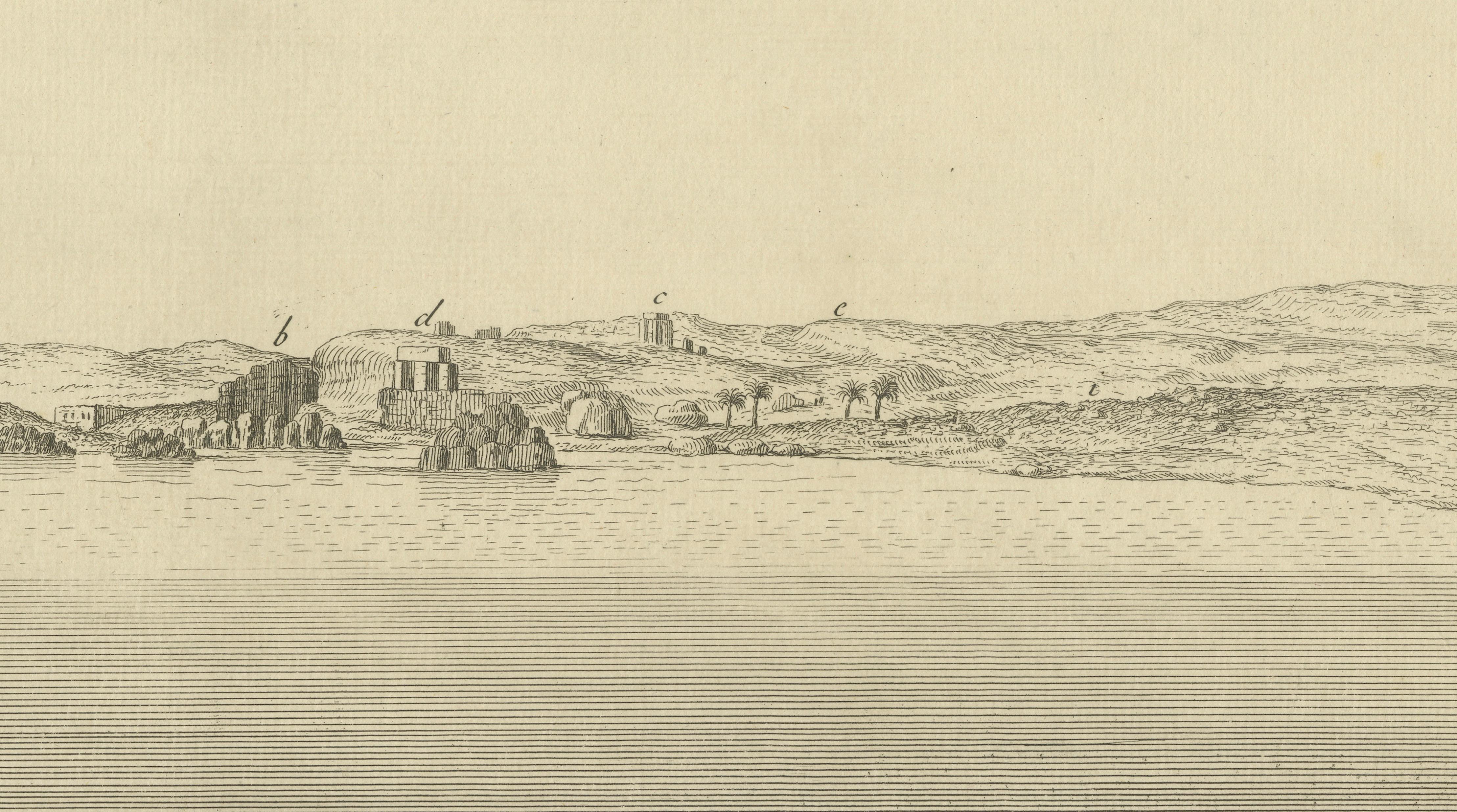 Ancient Syene (Aswan) and Elephantine Island – Egypt Engraving, c.1755