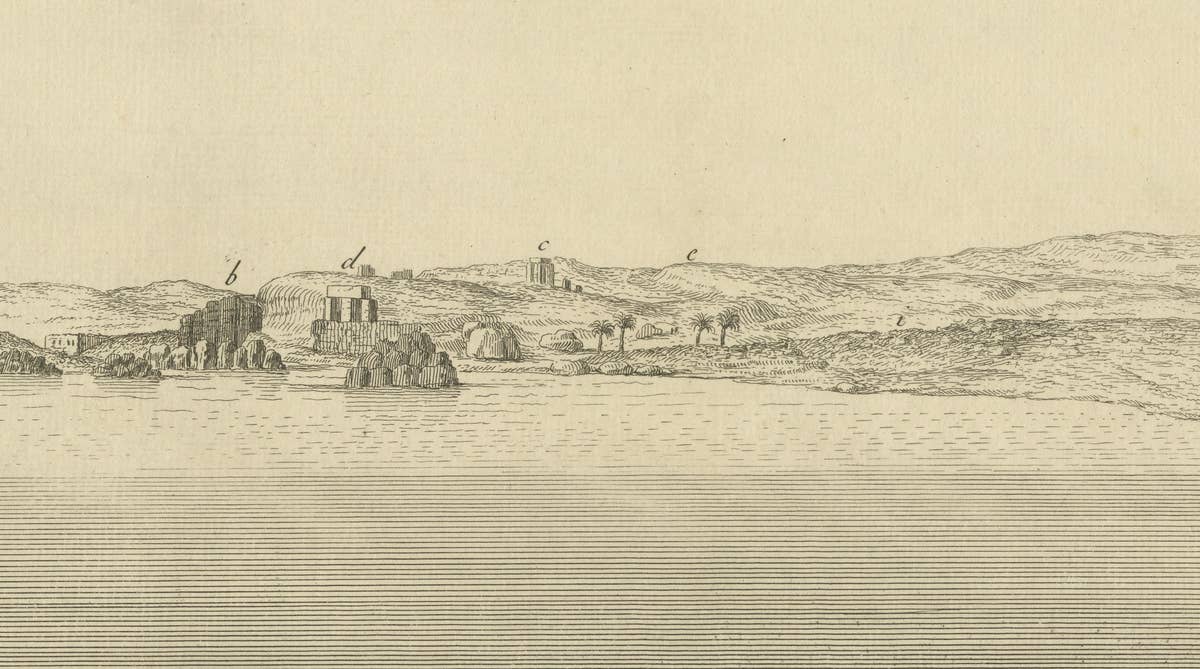 Ancient Syene (Aswan) and Elephantine Island – Egypt Engraving, c.1755