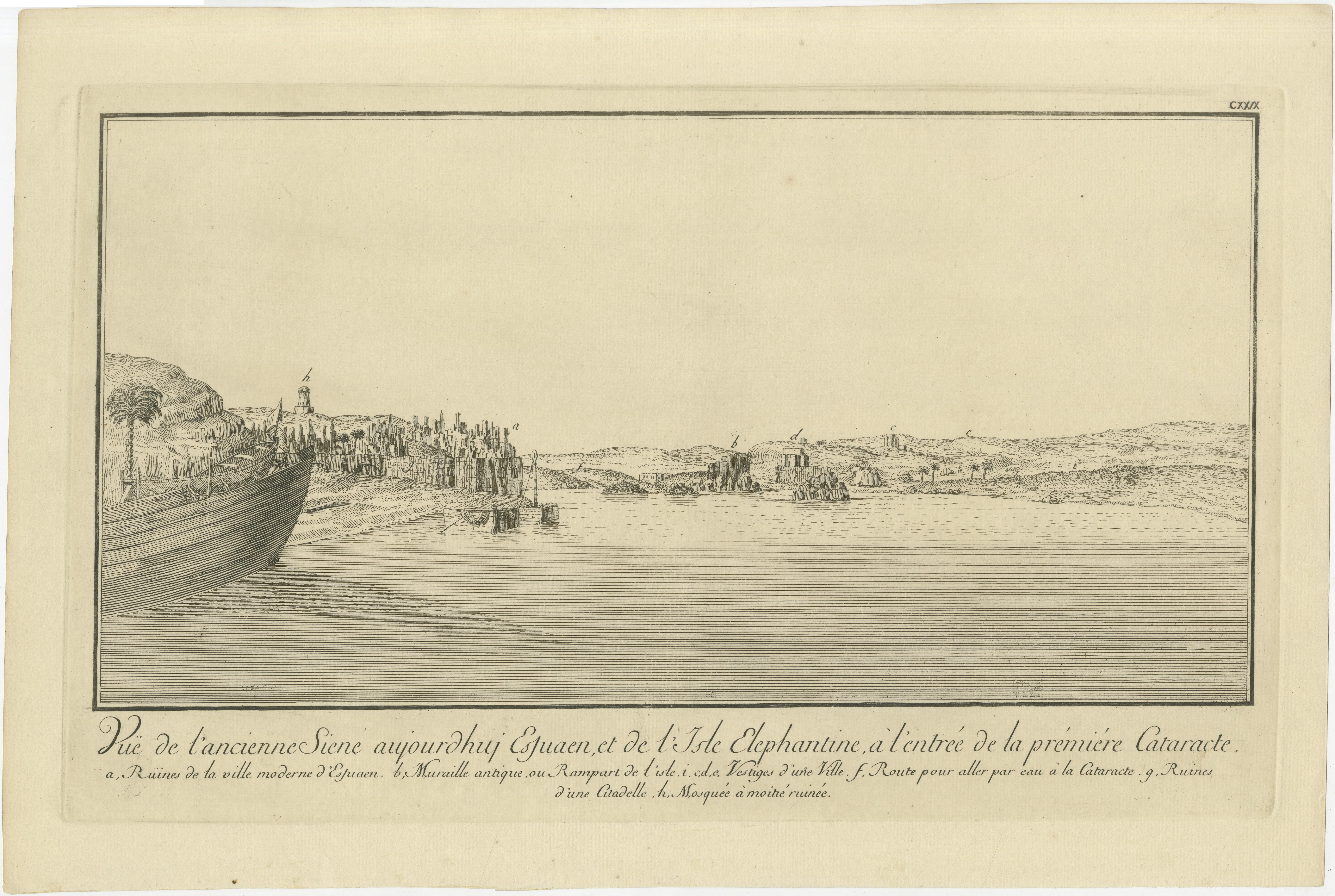 Ancient Syene (Aswan) and Elephantine Island – Egypt Engraving, c.1755