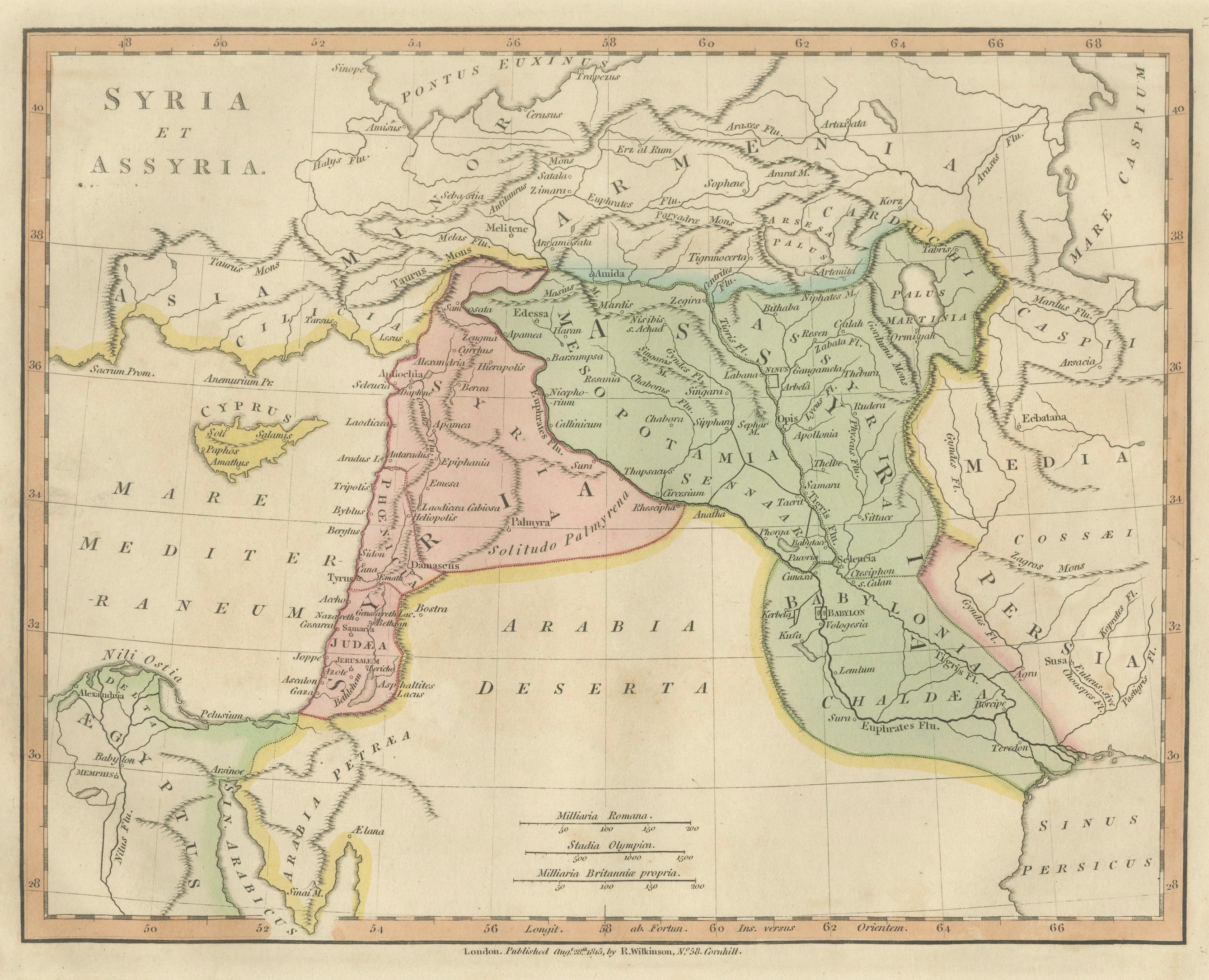 Ancient Syria & Assyria Map — Biblical Near East, Wilkinson London 1815