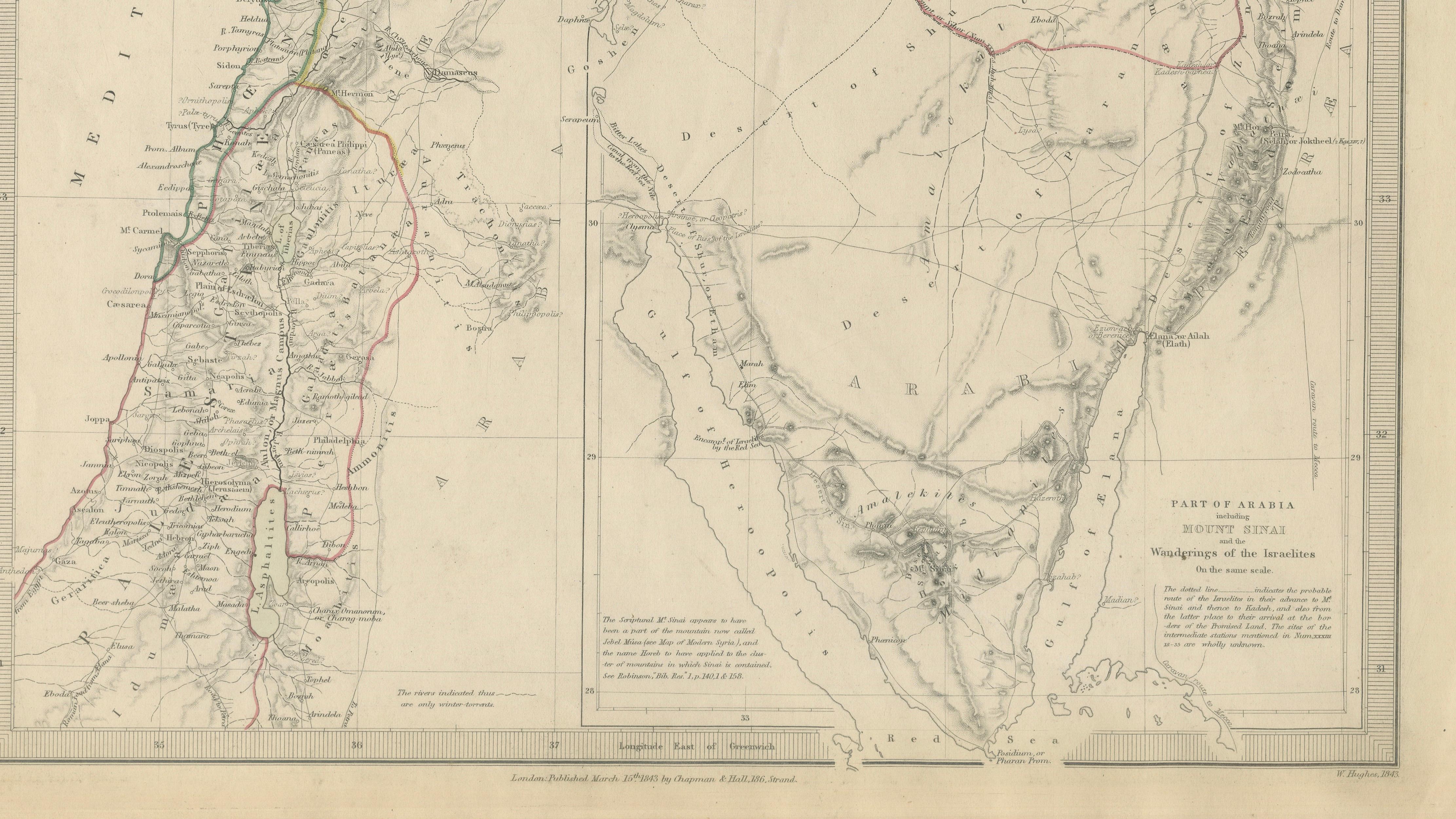 Ancient Syria Map Including Palestine, Jerusalem & Mount Sinai, 1843