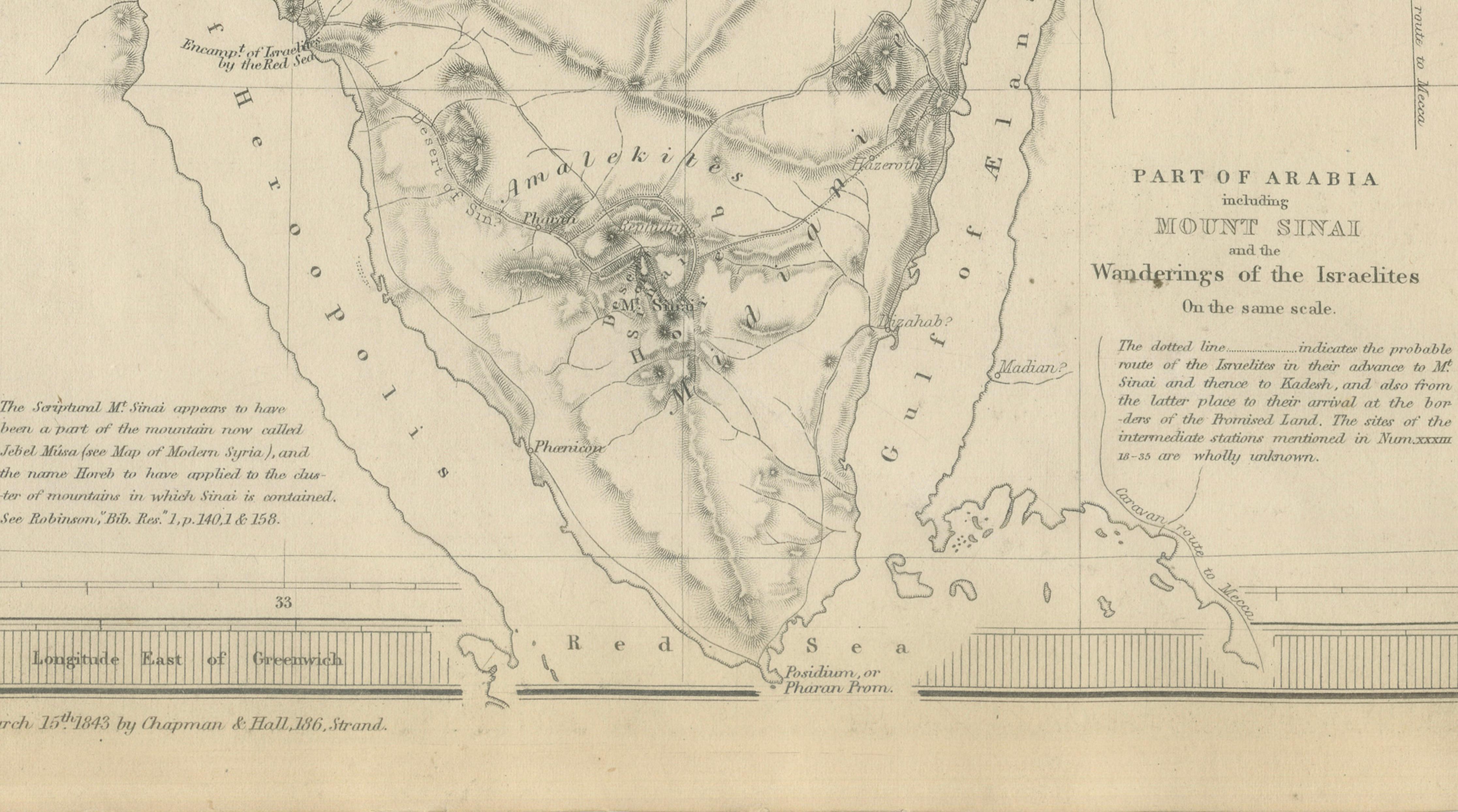 Ancient Syria Map Including Palestine, Jerusalem & Mount Sinai, 1843