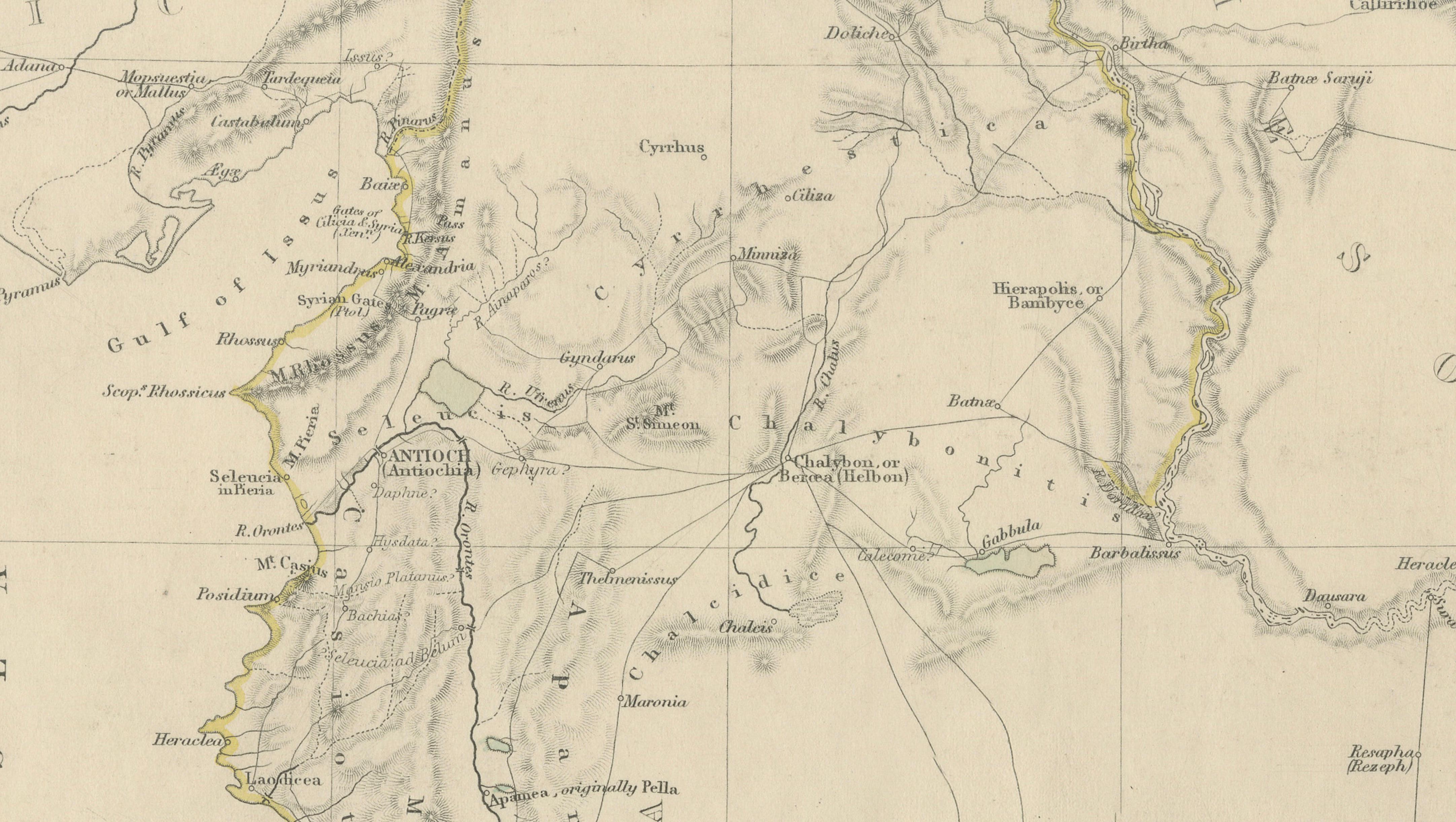 Ancient Syria Map Including Palestine, Jerusalem & Mount Sinai, 1843