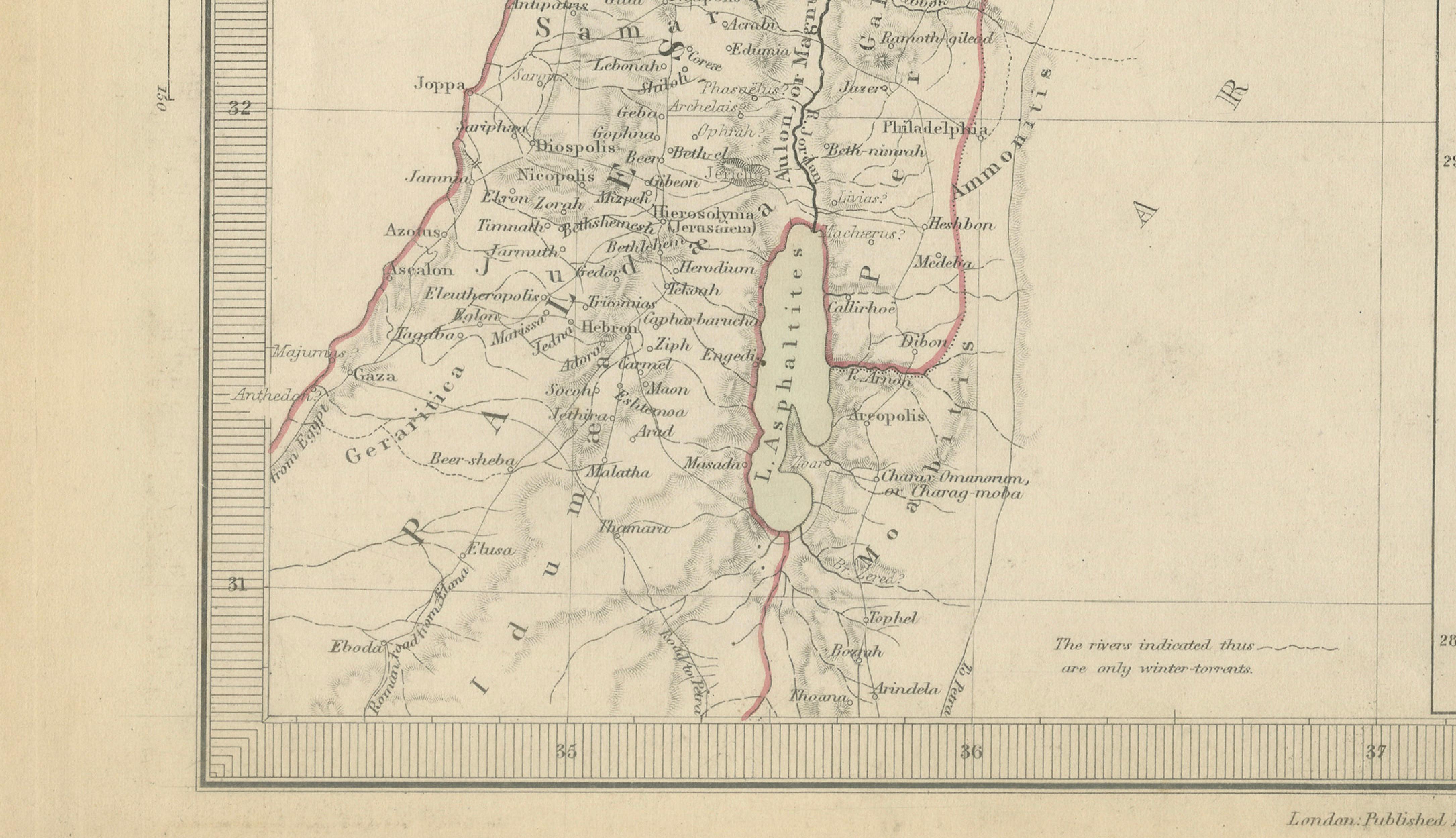 Ancient Syria Map Including Palestine, Jerusalem & Mount Sinai, 1843
