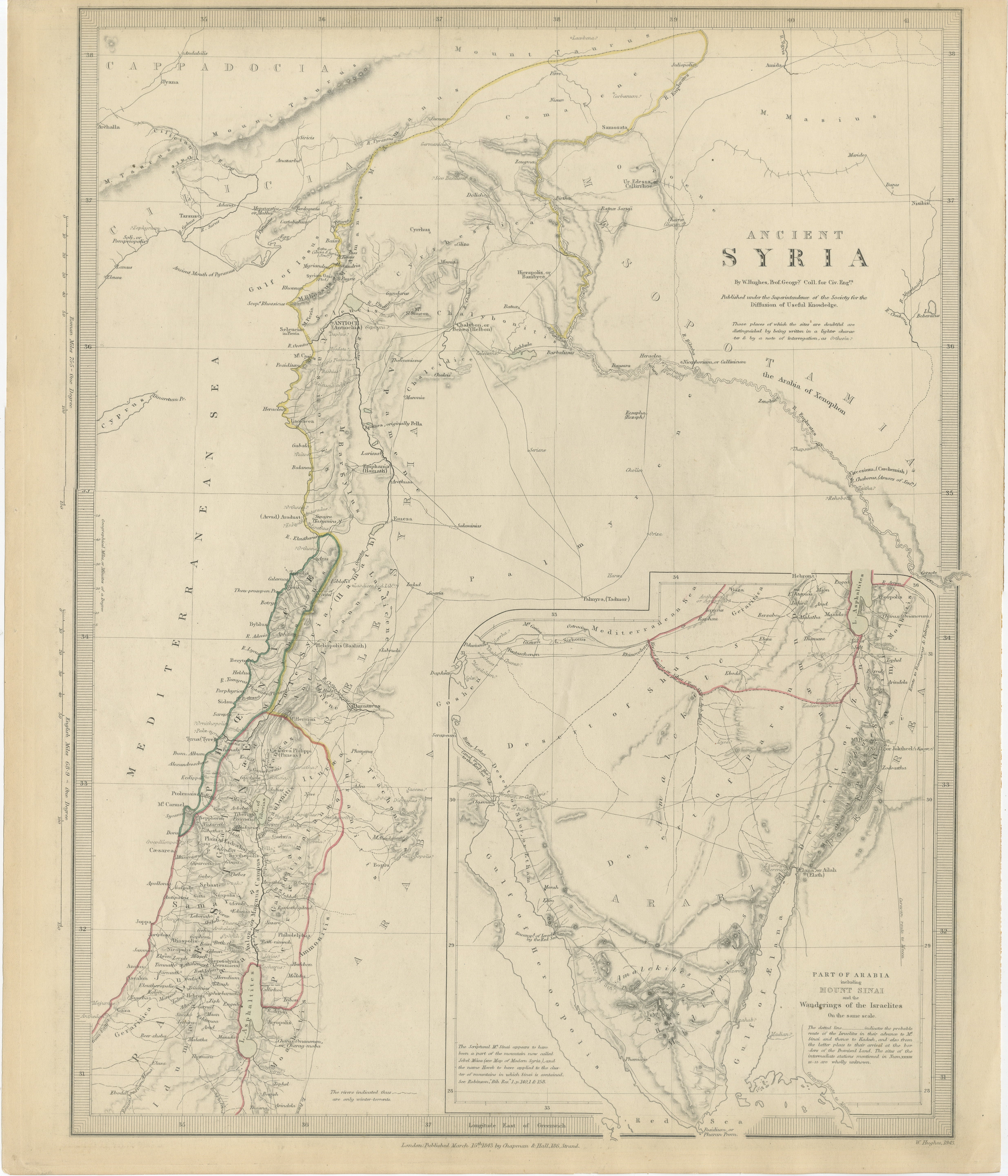 Carte de la Syrie ancienne incluant la Palestine, Jérusalem et le Mont Sinaï, 1843