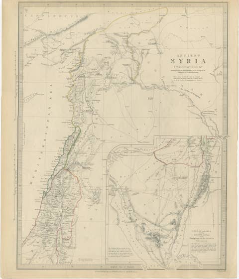 Ancient Syria Map Including Palestine, Jerusalem & Mount Sinai, 1843
