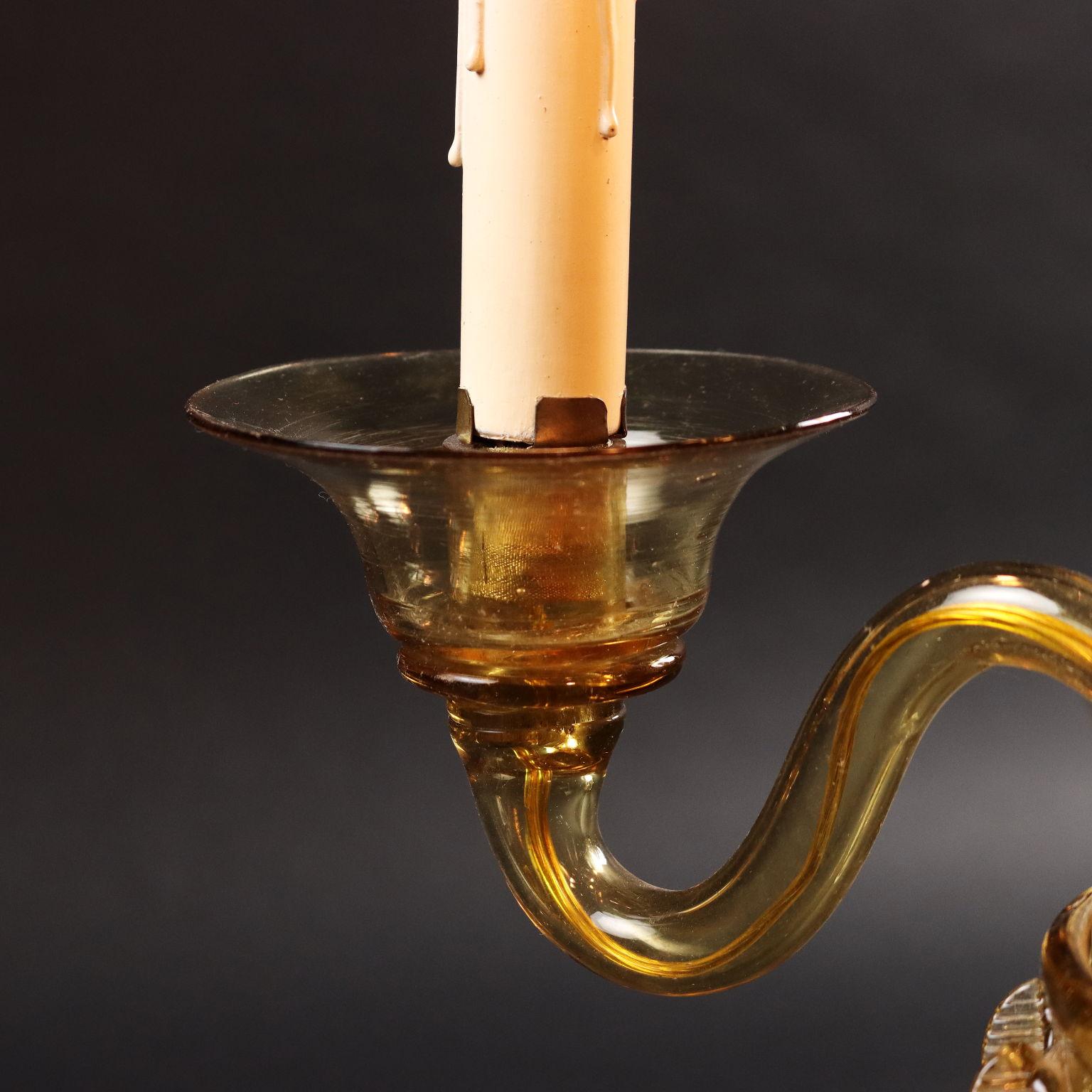 Anciennes lampes de bureau en verre soufflé de Murano '900 à 5 éclairages Bon état - En vente à Milano, IT