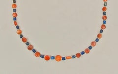 Ancient Tabular Carnelian Beads, Barrel Shaped Lapis Lazuli, Fine Silver Beads