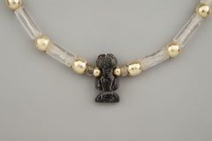 Ancient Tairona Crystal Cylinder Beads, Round 20k Gold Beads, and Eagle Pendant