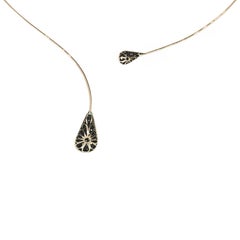 21st Century 9 Karat Rose Gold and Diamond Open-Shank Cesellato Collar Necklace