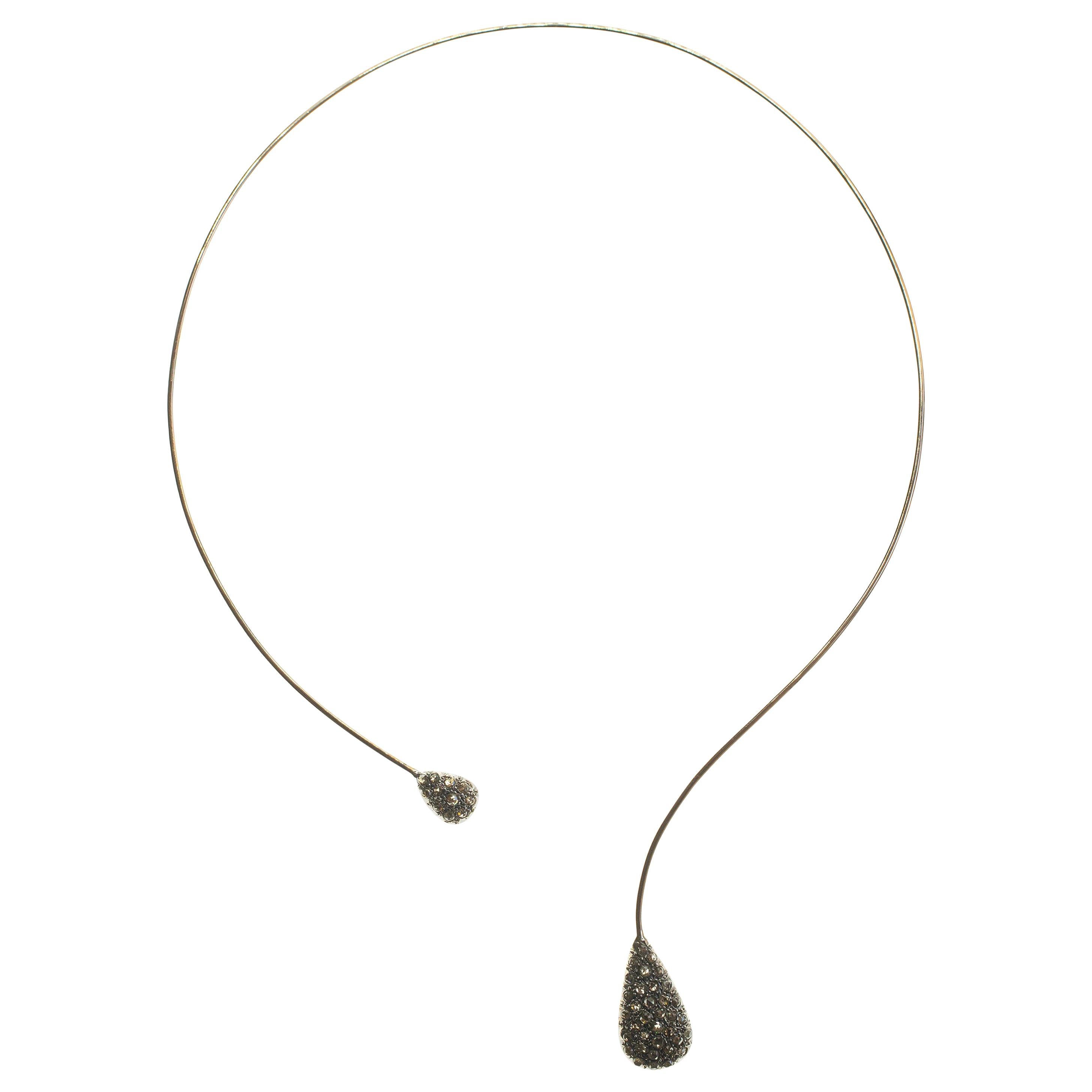 21st Century 9 Karat Rose Gold and Diamond Open-Shank Cesellato Collar Necklace