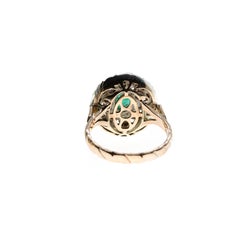 21st Century 9 Karat Rose Gold Emerald and Diamond Oval Cesellato Cocktail Ring