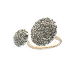 21st Century 9 Karat Rose Gold Silver and Diamond Cesellato Open Shank Ring