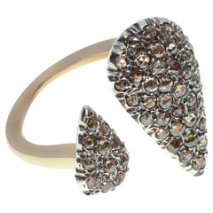 21st Century 9 Karat Rose Gold and Diamond Open-shank Cesellato Cocktail Ring