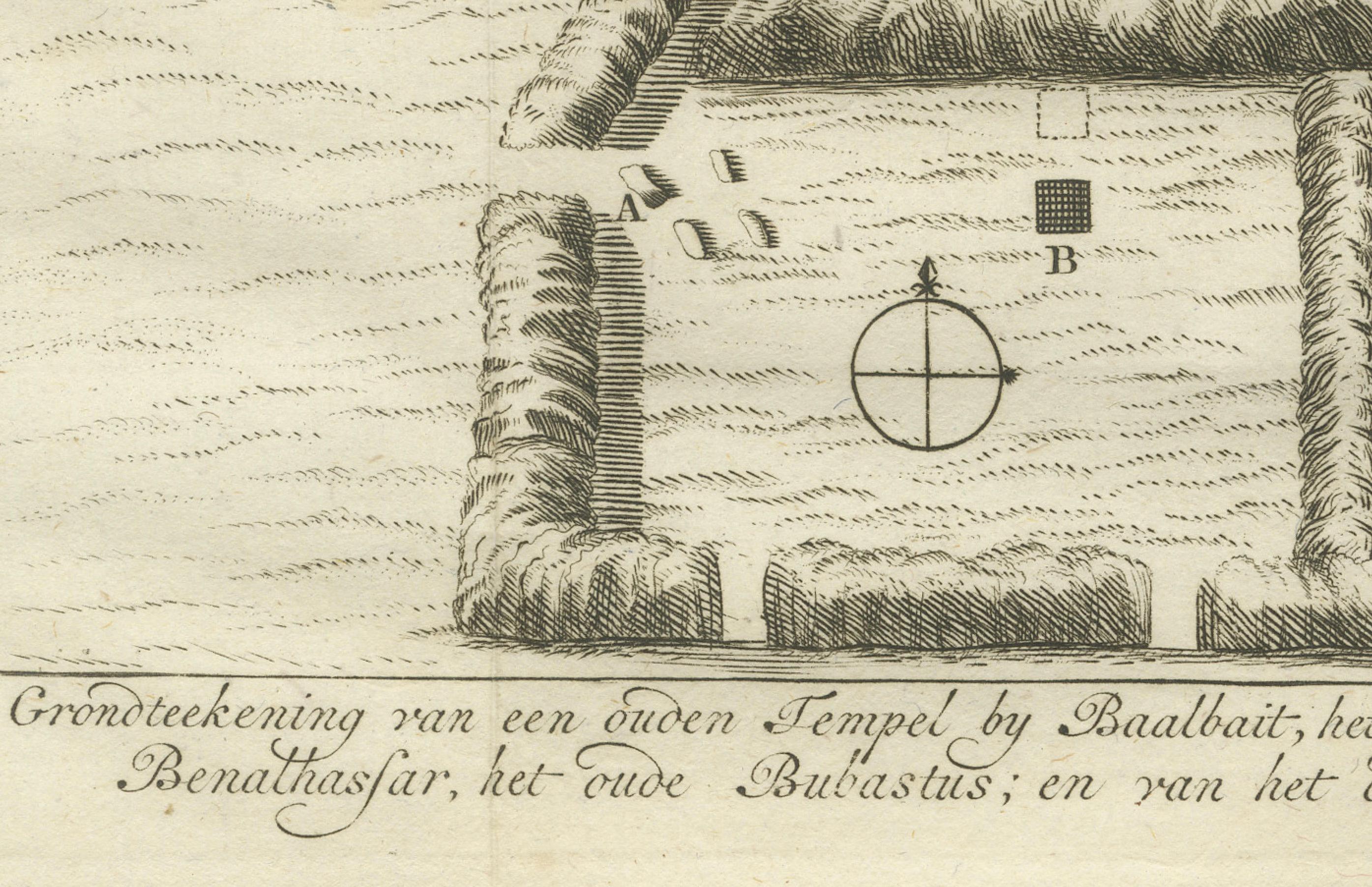 Planos de templos antiguos y ruinas - Egipto, Baalbek, Bubastus, Heliópolis 1776 Holandés en venta