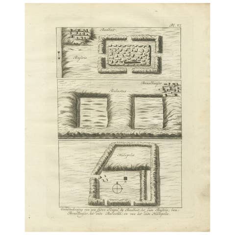 Ancient Temple and Ruin Plans – Egypt, Baalbek, Bubastus, Heliopolis 1776