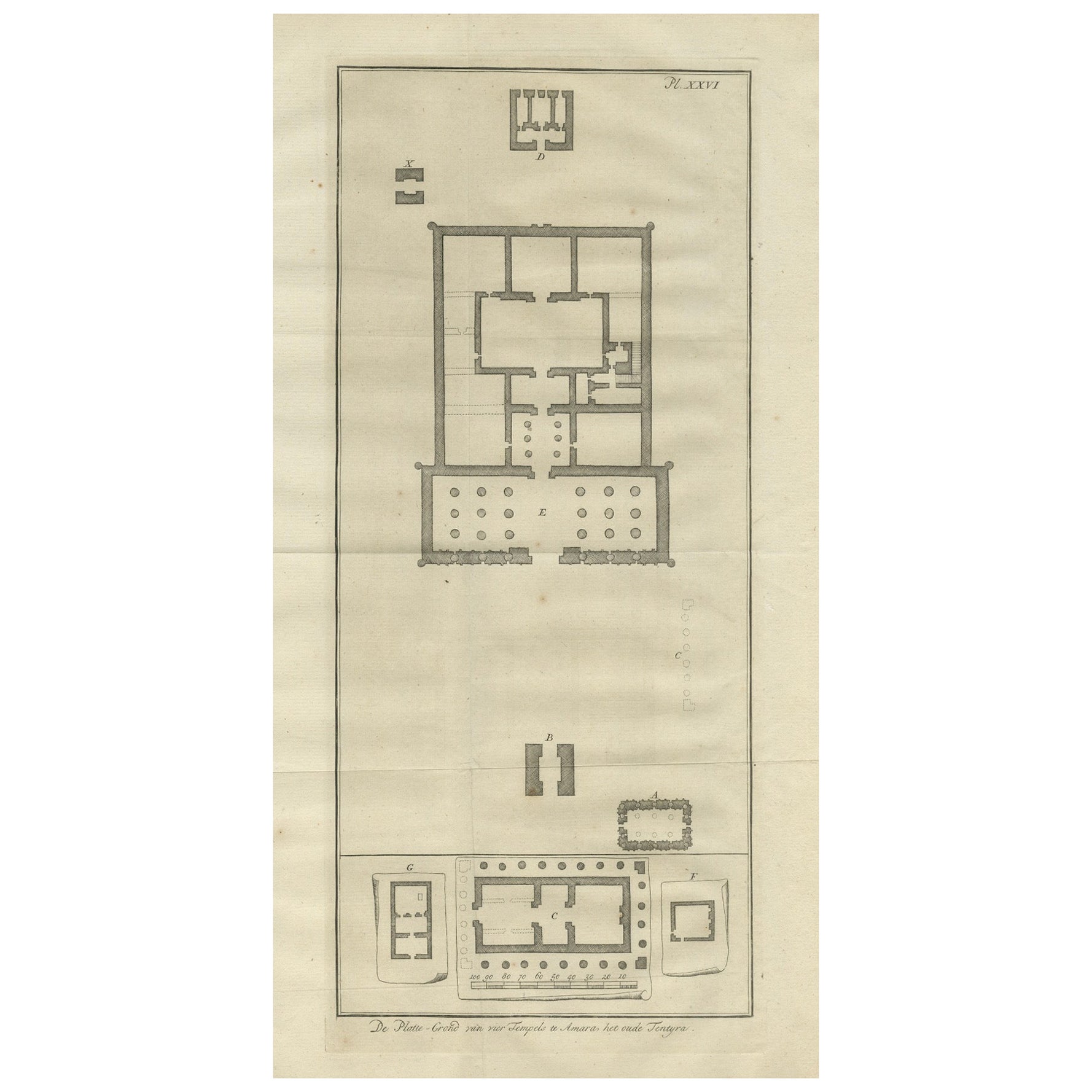 Planos de los templos antiguos de Amara y Tentyra - Arquitectura egipcia c.1710