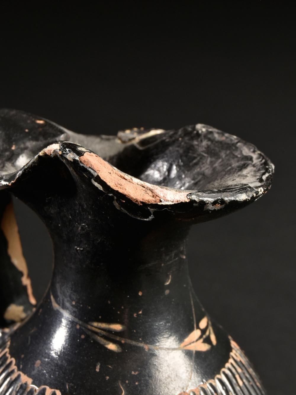 Ancient Terracotta Greek Pottery Oinochoe Wine Vessel, circa 350 BC at