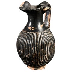 Ancient Terracotta Greek Pottery Oinochoe Wine Vessel, circa 350 BC 