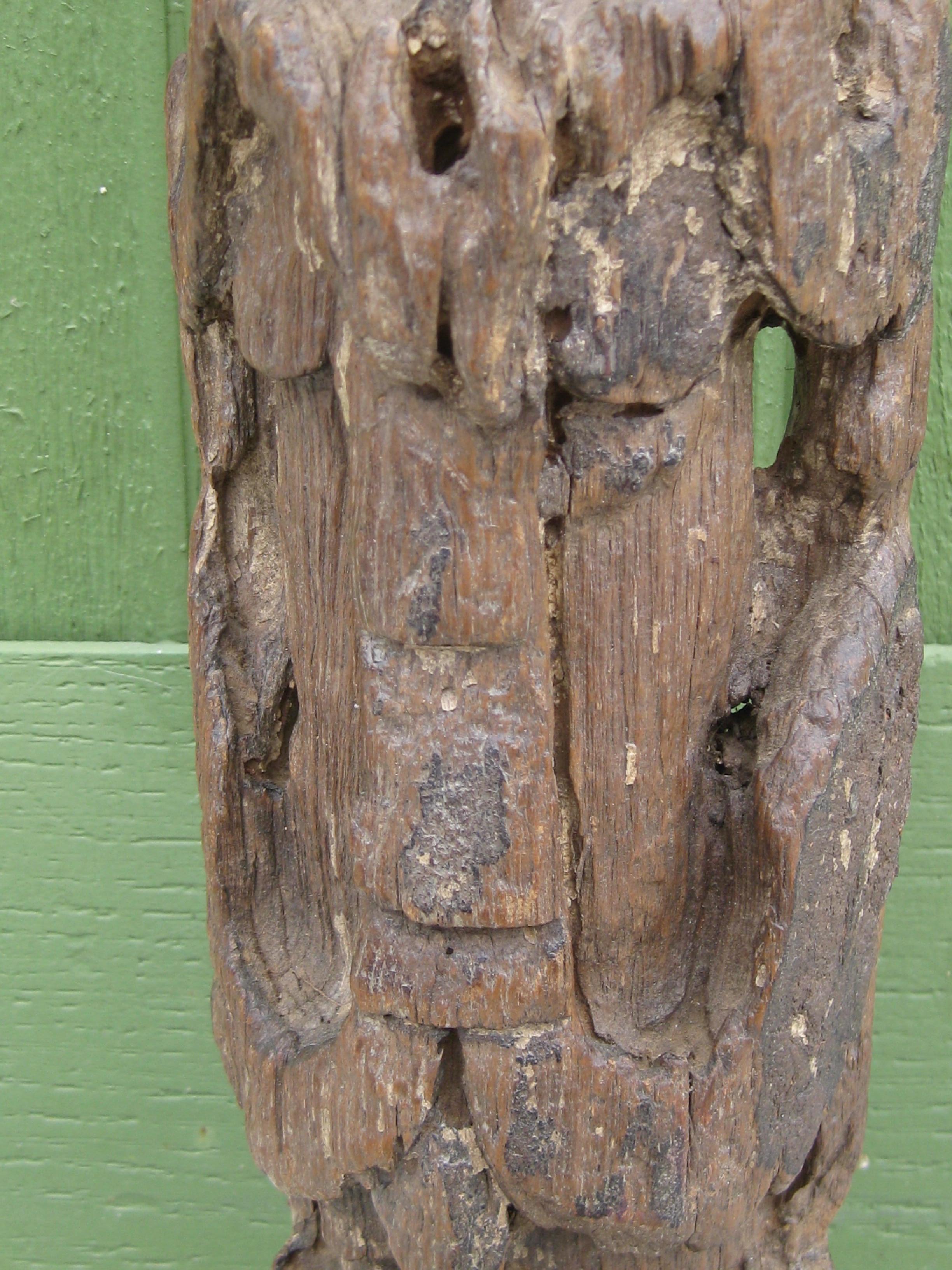Ancient Thai Burmese Southeast Asia Temple Goddess Deity Wood Statue Sculpture For Sale 2