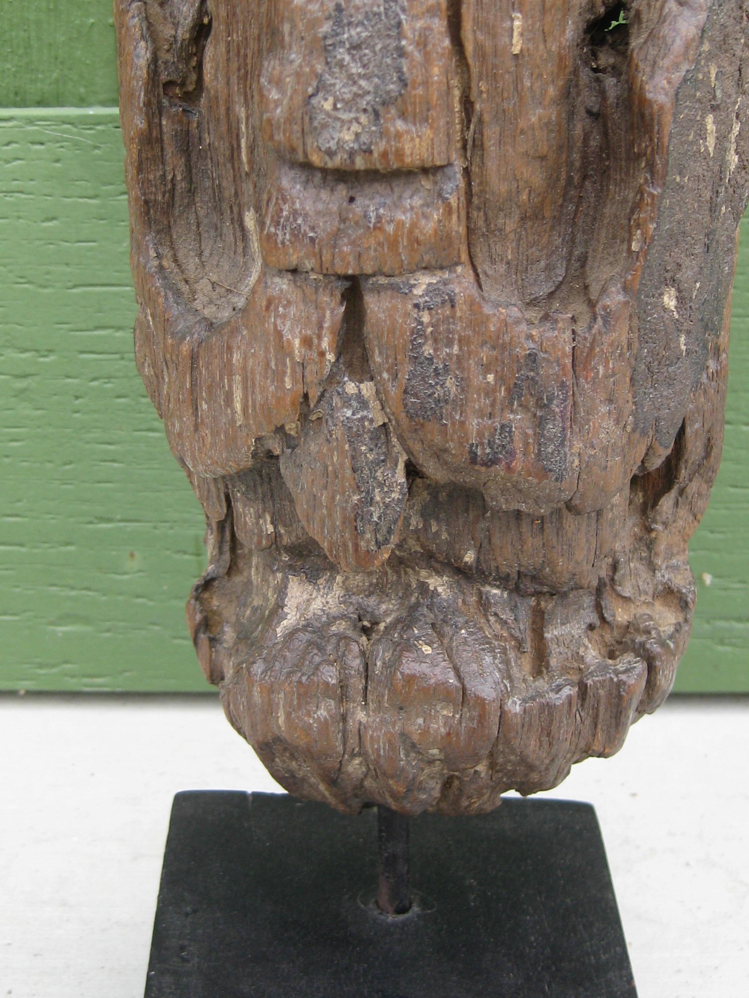 Ancient Thai Burmese Southeast Asia Temple Goddess Deity Wood Statue Sculpture For Sale 3