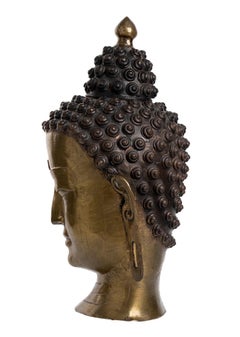 Alter tibetischer Buddhakopf:: 19. Jahrhundert Tibet