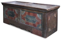18th Century Blanket Chest Blue and Red Painted