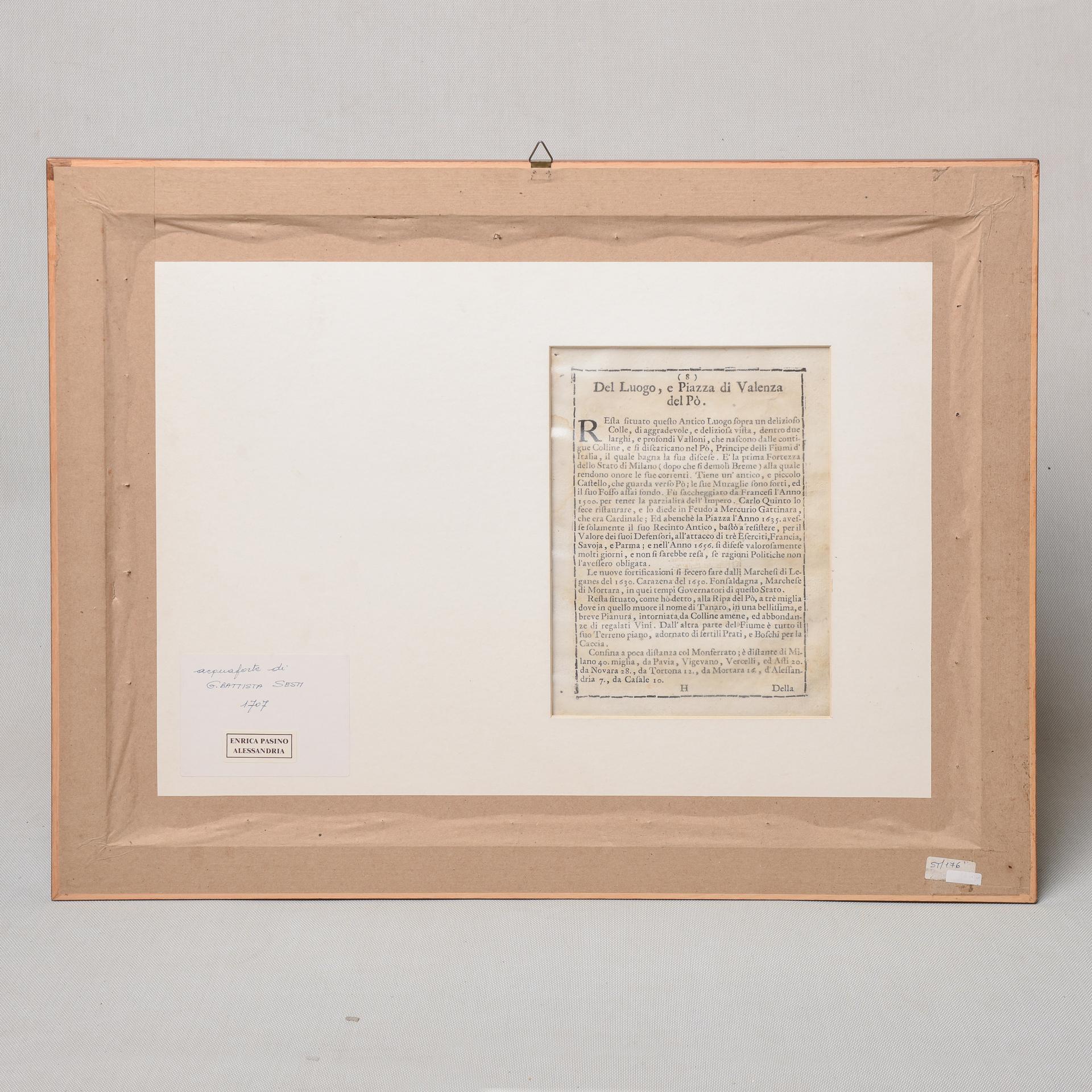 Antiguo grabado de 1707 que representa a VALENZA, ciudad italiana de la provincia de Alessandria, famosa en todo el mundo por sus fábricas de elaboración de oro y joyería.
Autor del grabado: el famoso G. Battista SESTI.

ref. ST/176
