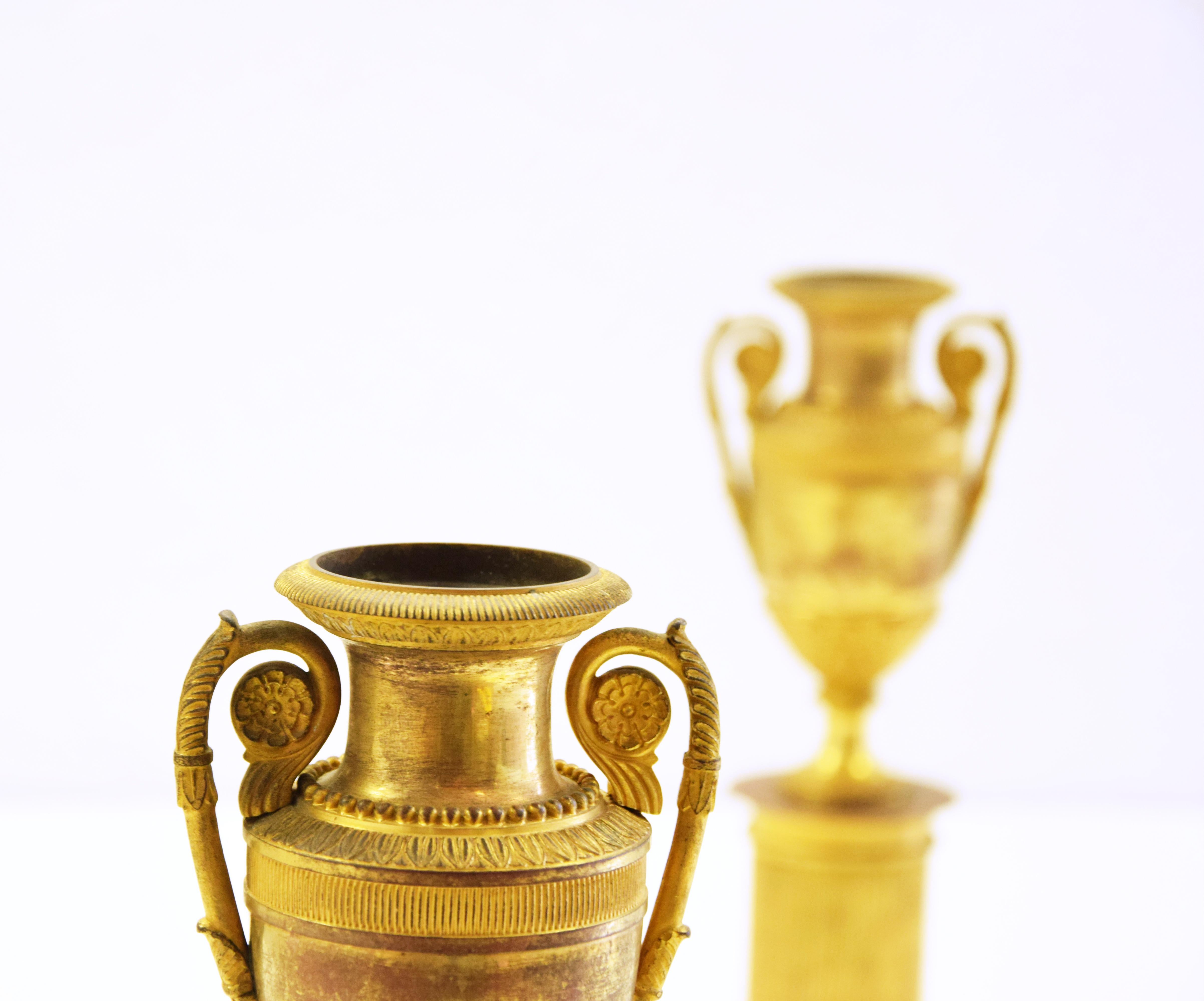 Italian Ancient Vases on Plinth, Italy, 19th Century For Sale