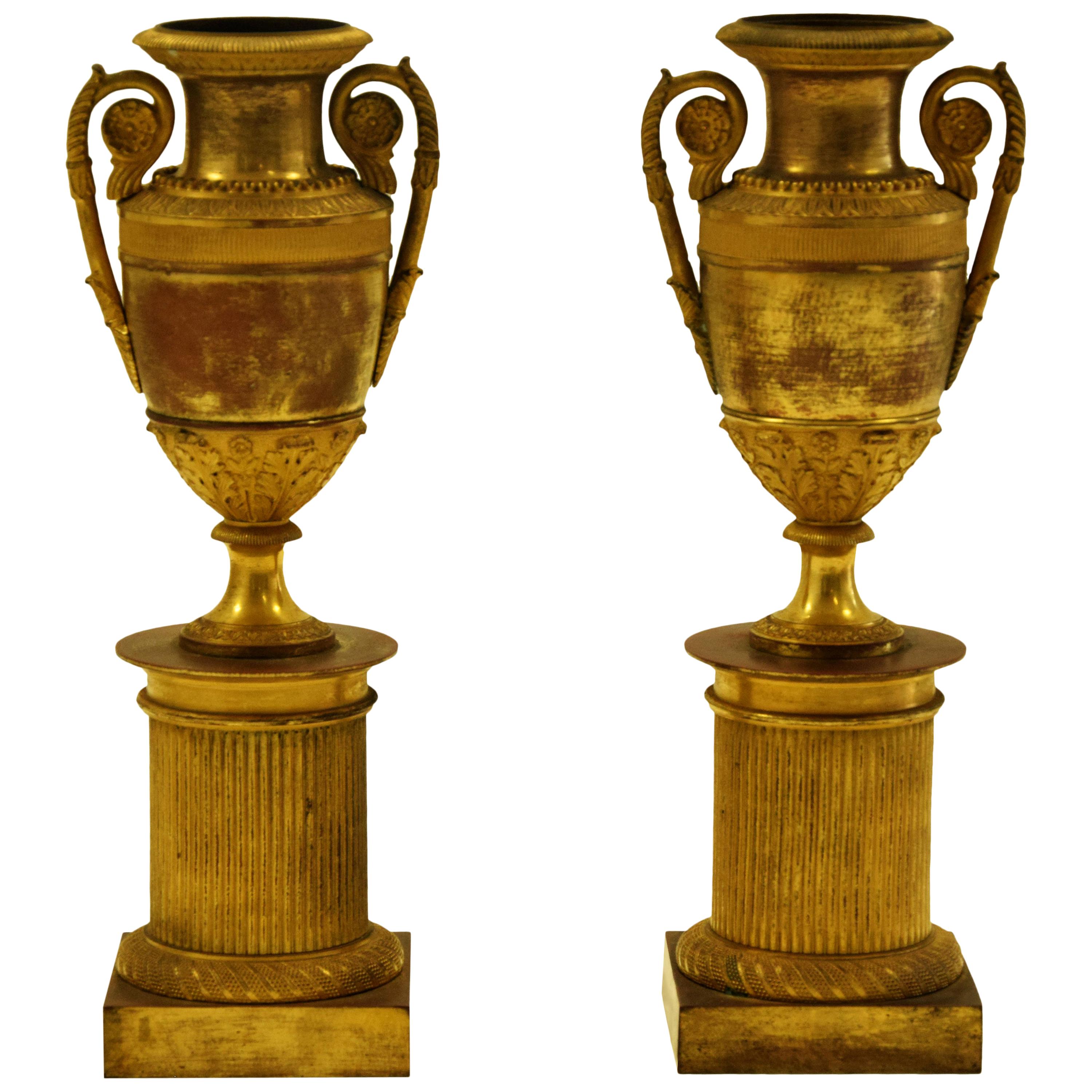 Ancient Vases on Plinth, Italy, 19th Century For Sale
