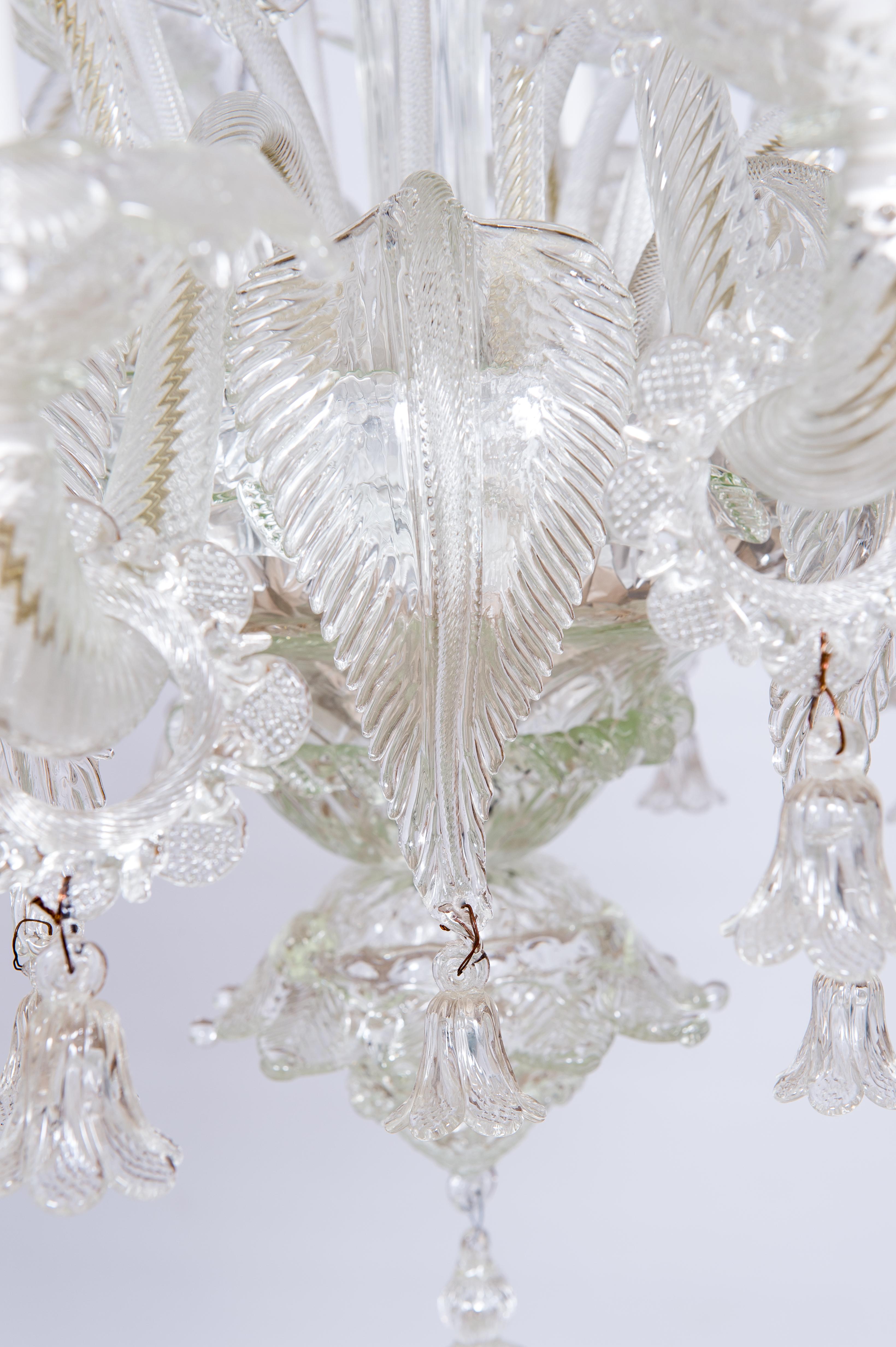 Venetian Chandelier in Transparent Murano Glass, Italy 1950s For Sale 3