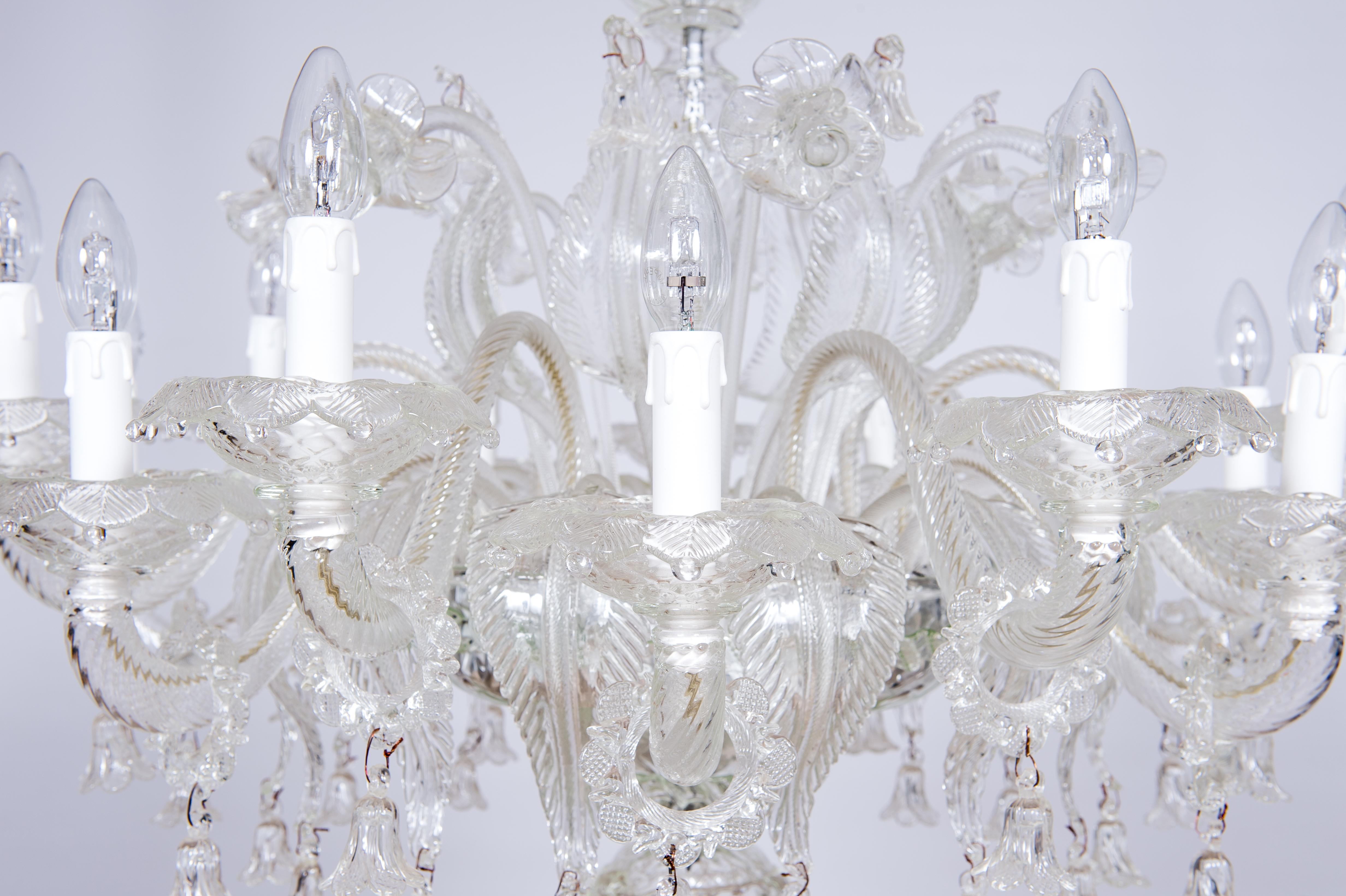 Venetian Chandelier in Transparent Murano Glass, Italy 1950s For Sale 6