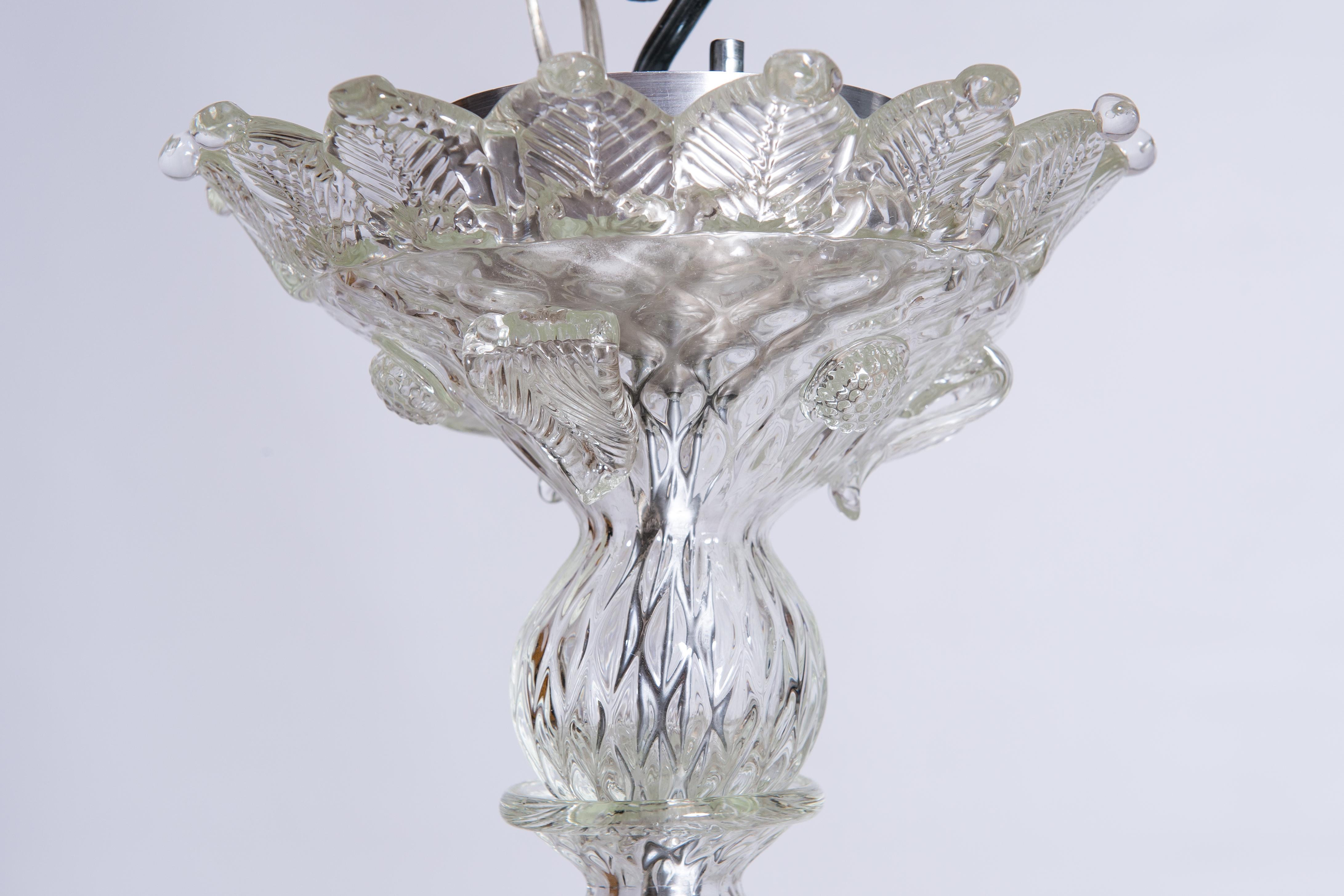 Rococo Venetian Chandelier in Transparent Murano Glass, Italy 1950s For Sale