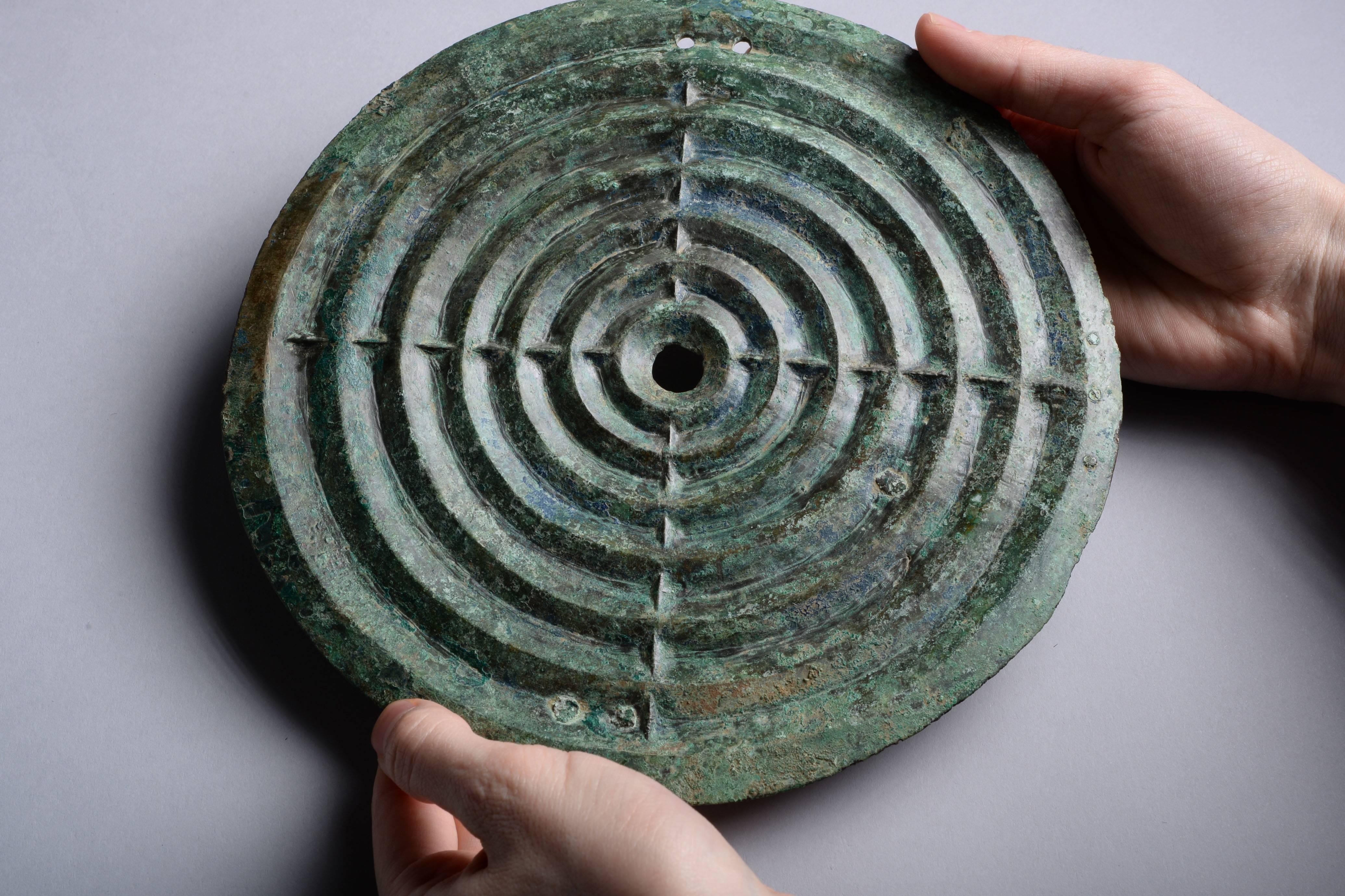 Italian Ancient Villanovan Bronze Geometric Disk