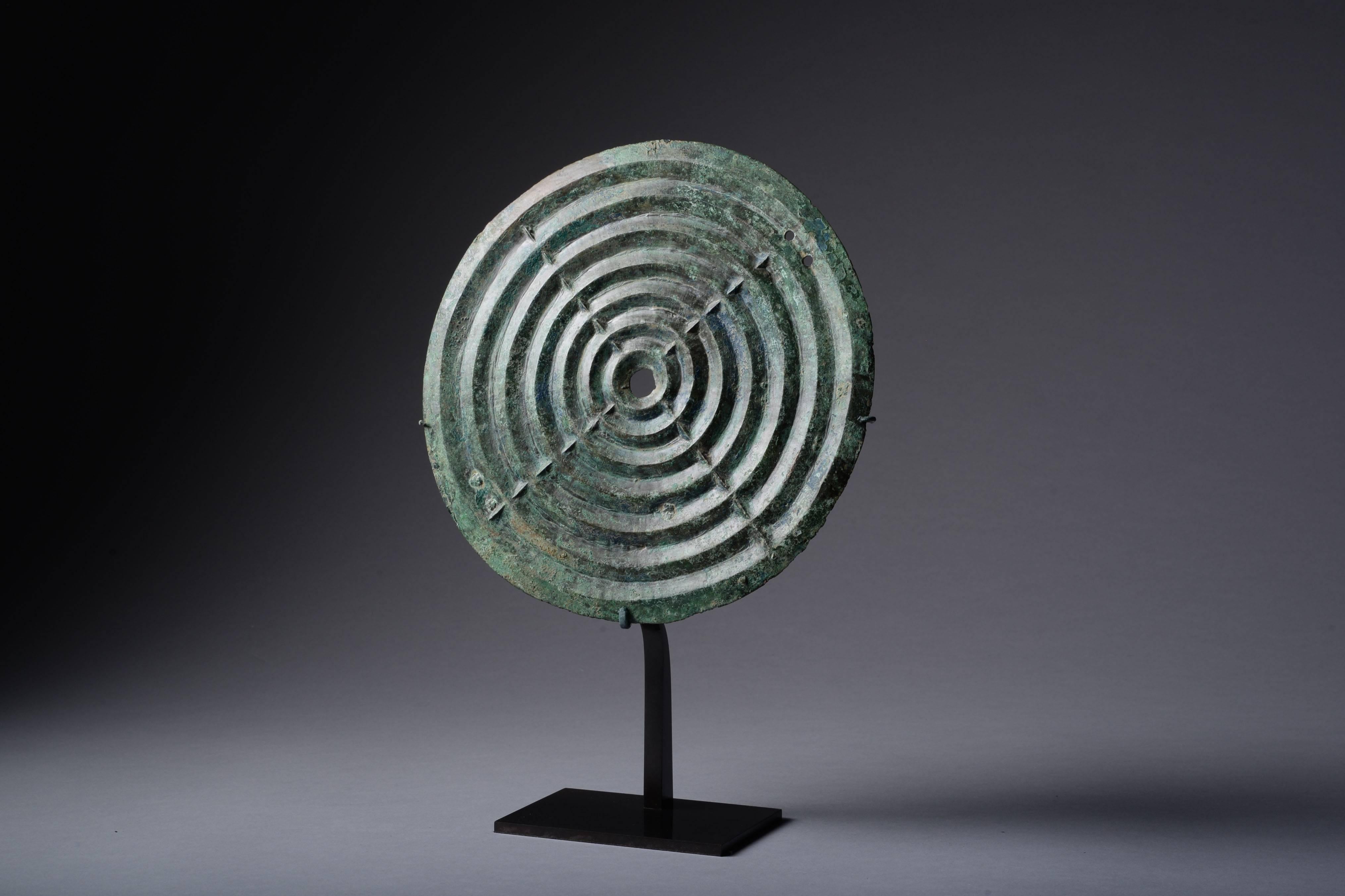 18th Century and Earlier Ancient Villanovan Bronze Geometric Disk